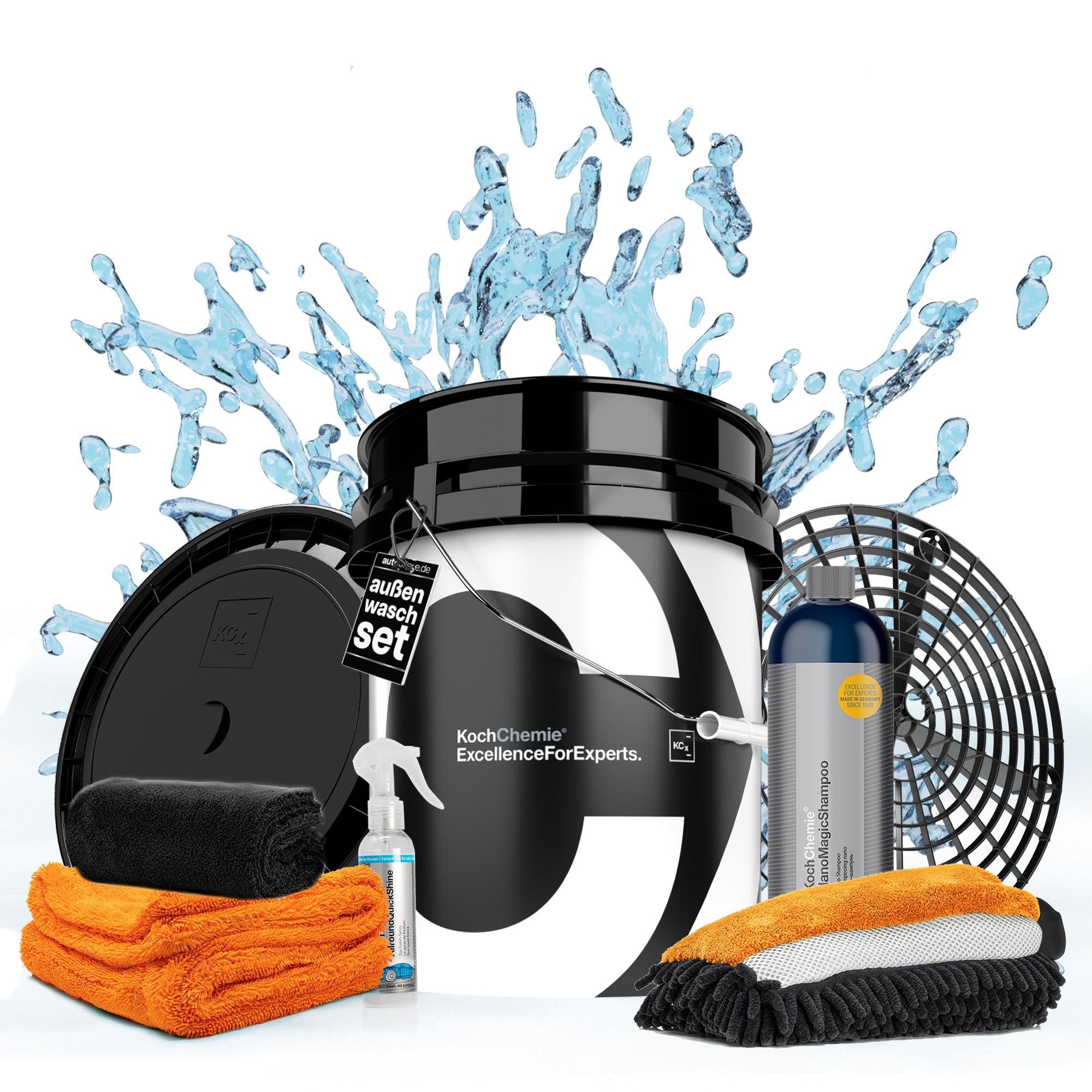 detailmate Reinigungs-Set Koch Chemie Auto Wascheimer Reinigungs-Set, (Set, 8-St., Auto Wasch- und Reinigungsset), Auto Außenreinigungsset, NanoMagicShampoo, Waschhandschuh