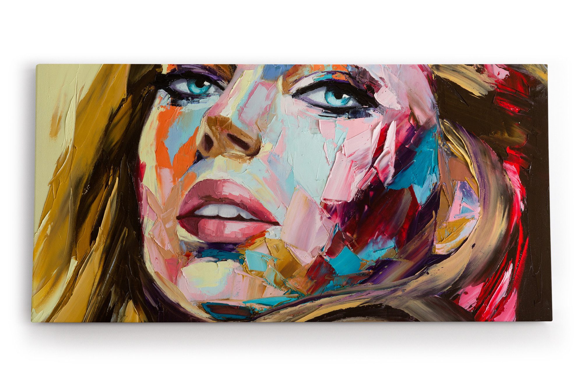 möbel-direkt.de Leinwandbild Porträt einer jungen Frau Kunstvoll Farbenfroh Abstrakt