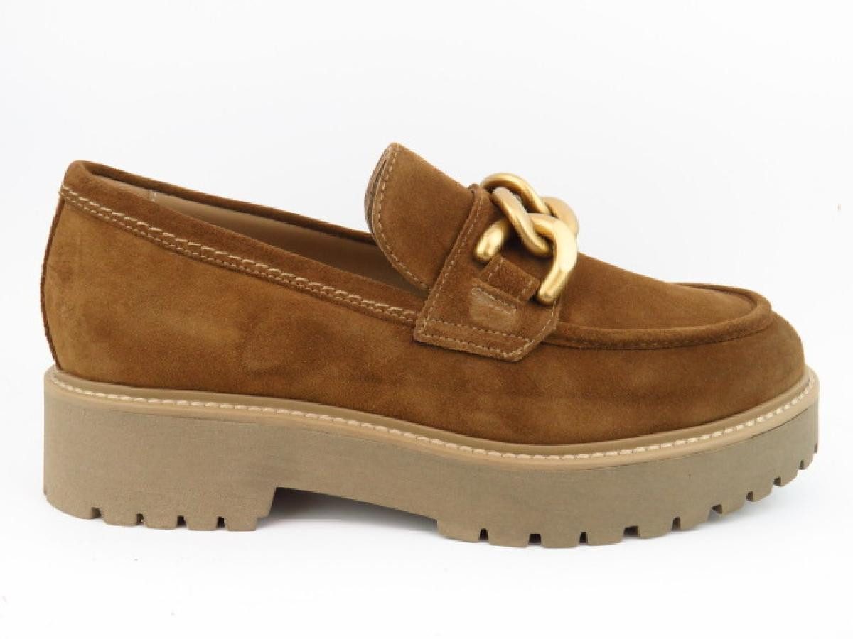 Nero Giardini Velour malto Kette gold Hochfrontpumps