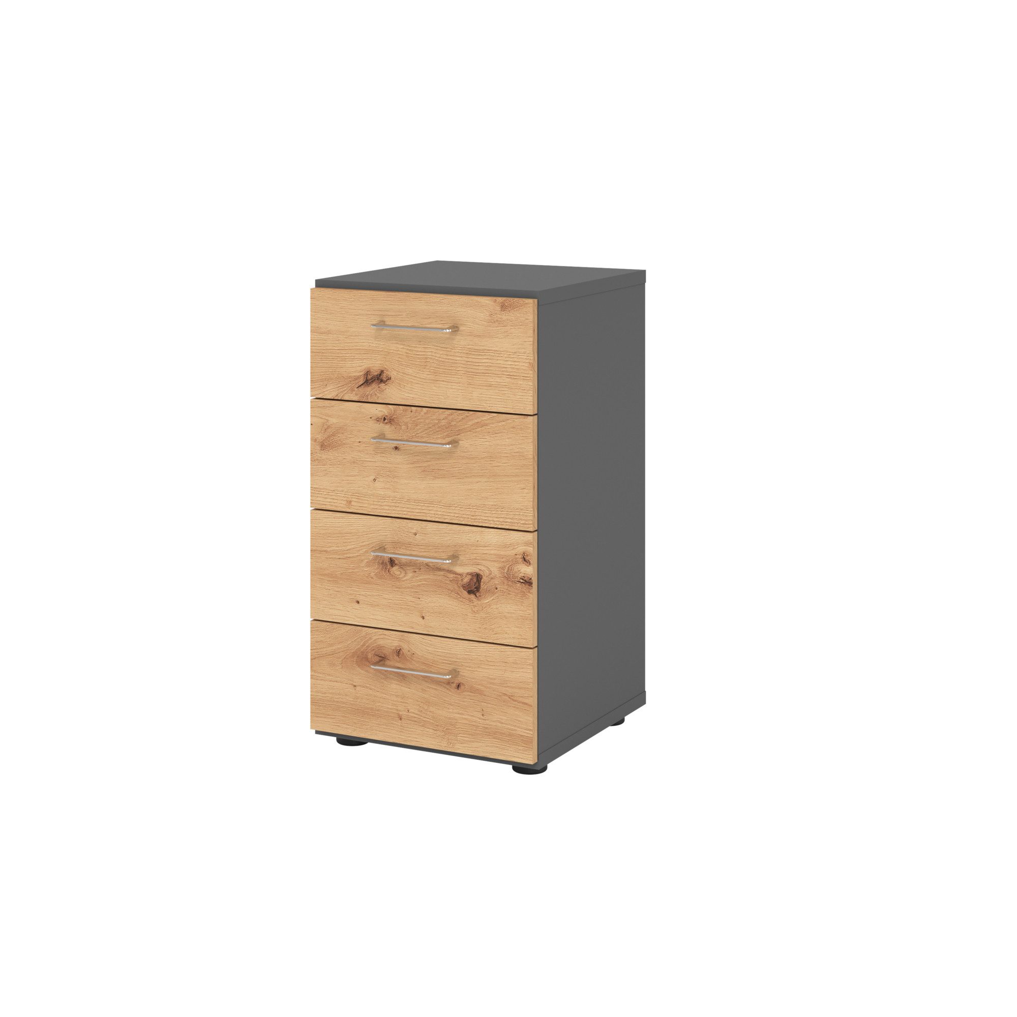 Hängeschuhschrank Regal 2OH 4 Schübe graphit/Asteiche