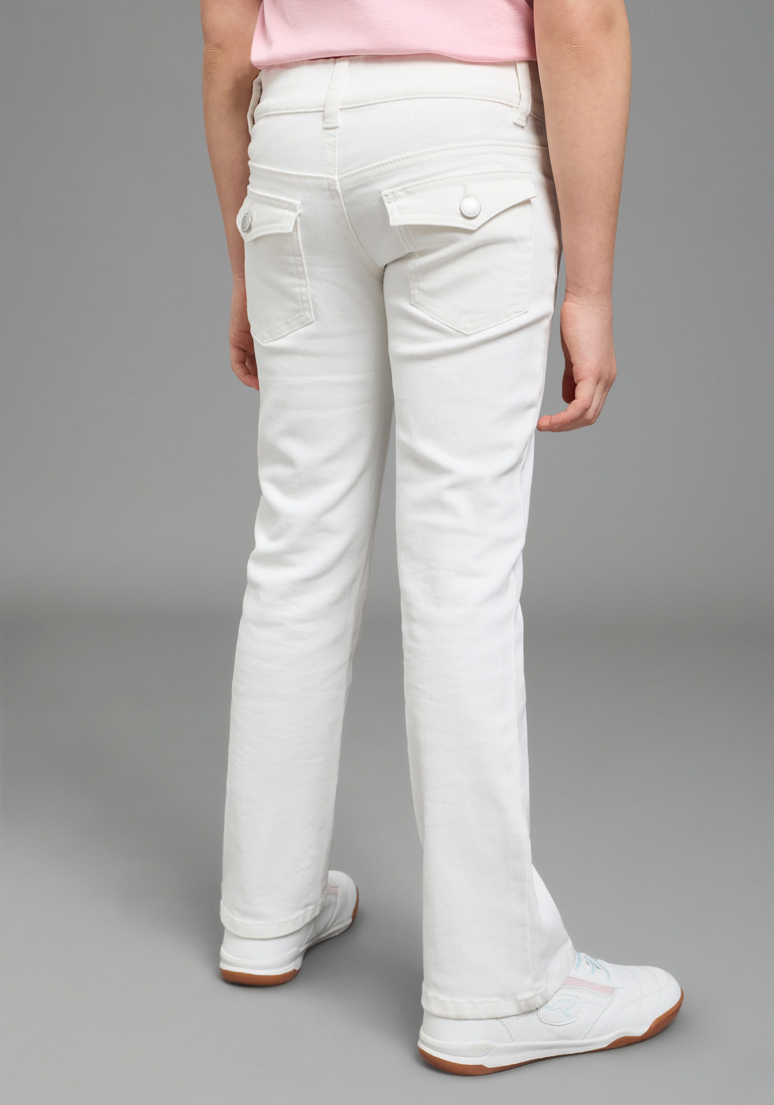 KangaROOS Stretch-Jeans Kangaroos Jeans flared, leicht ausgestellt ausgestelltes Bein, für Mädchen, aus elastischem Twill-Material