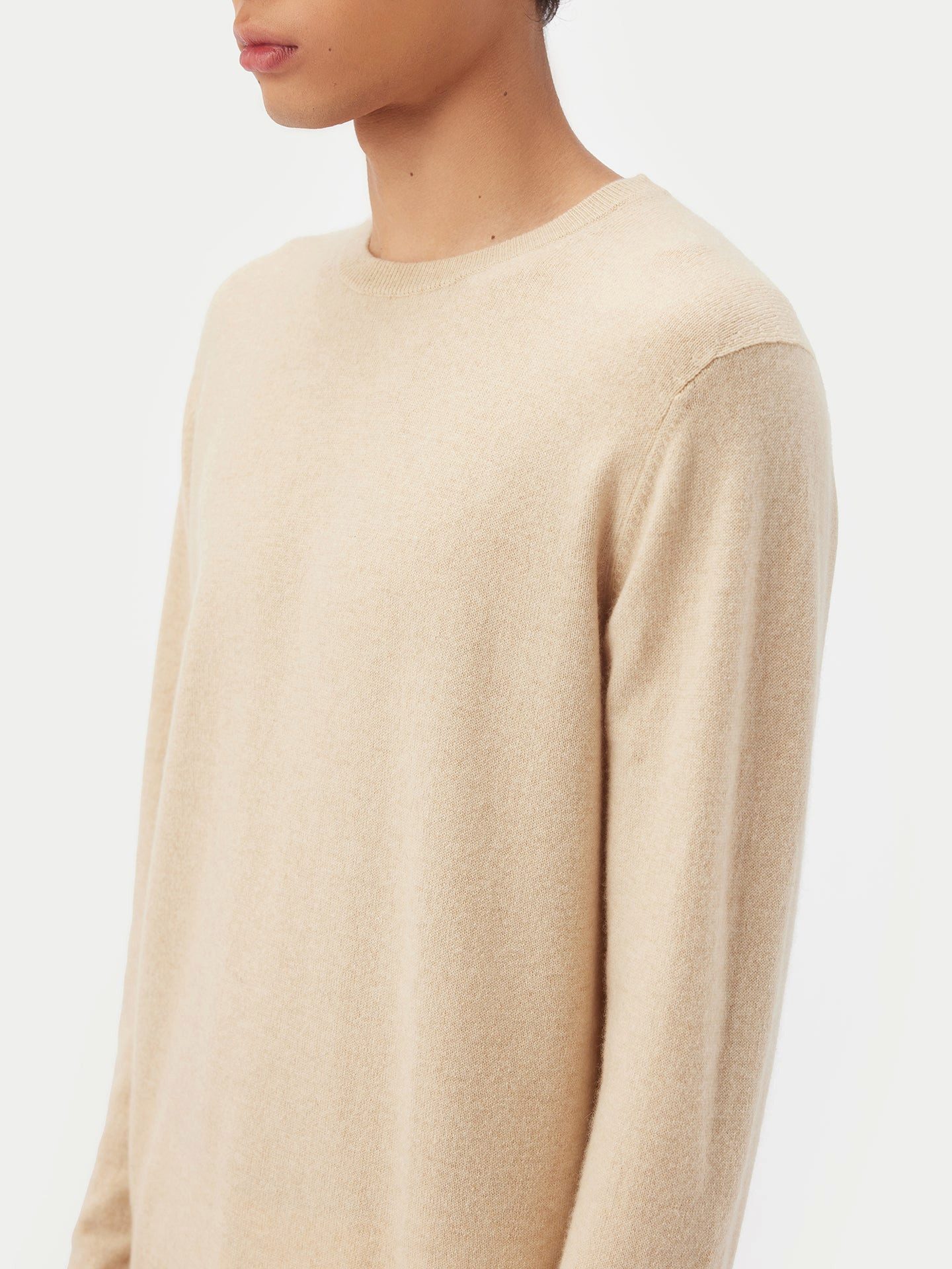 GOBI Cashmere Rundhalspullover Naturfarbe Basic Kaschmirpullover mit R-Ausschnitt