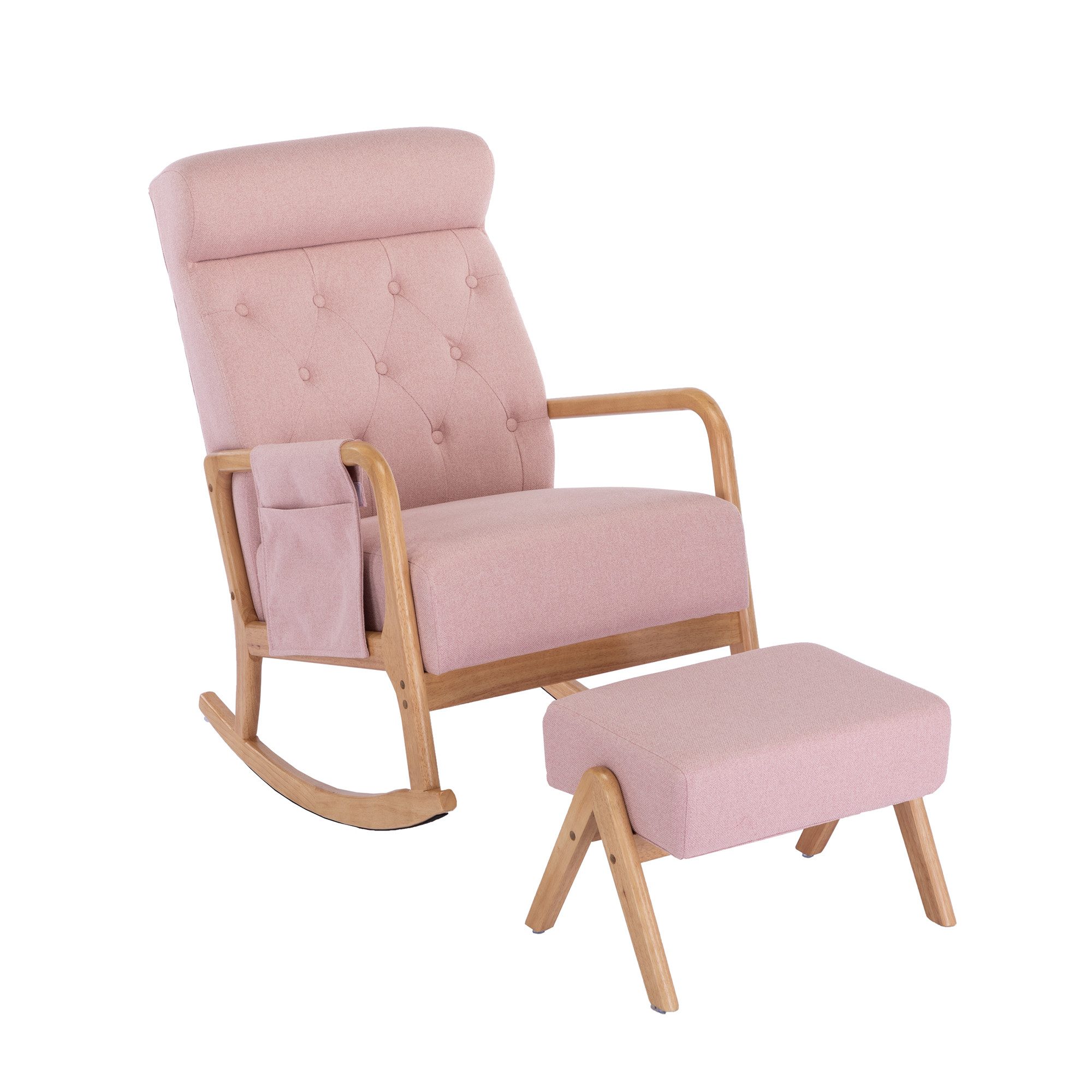 Flieks Schaukelstuhl (mit 1 Hocker, Set, 2 St), Relaxsessel Schaukelsessel Schwingsessel für Schlafzimmer Wohnzimmer