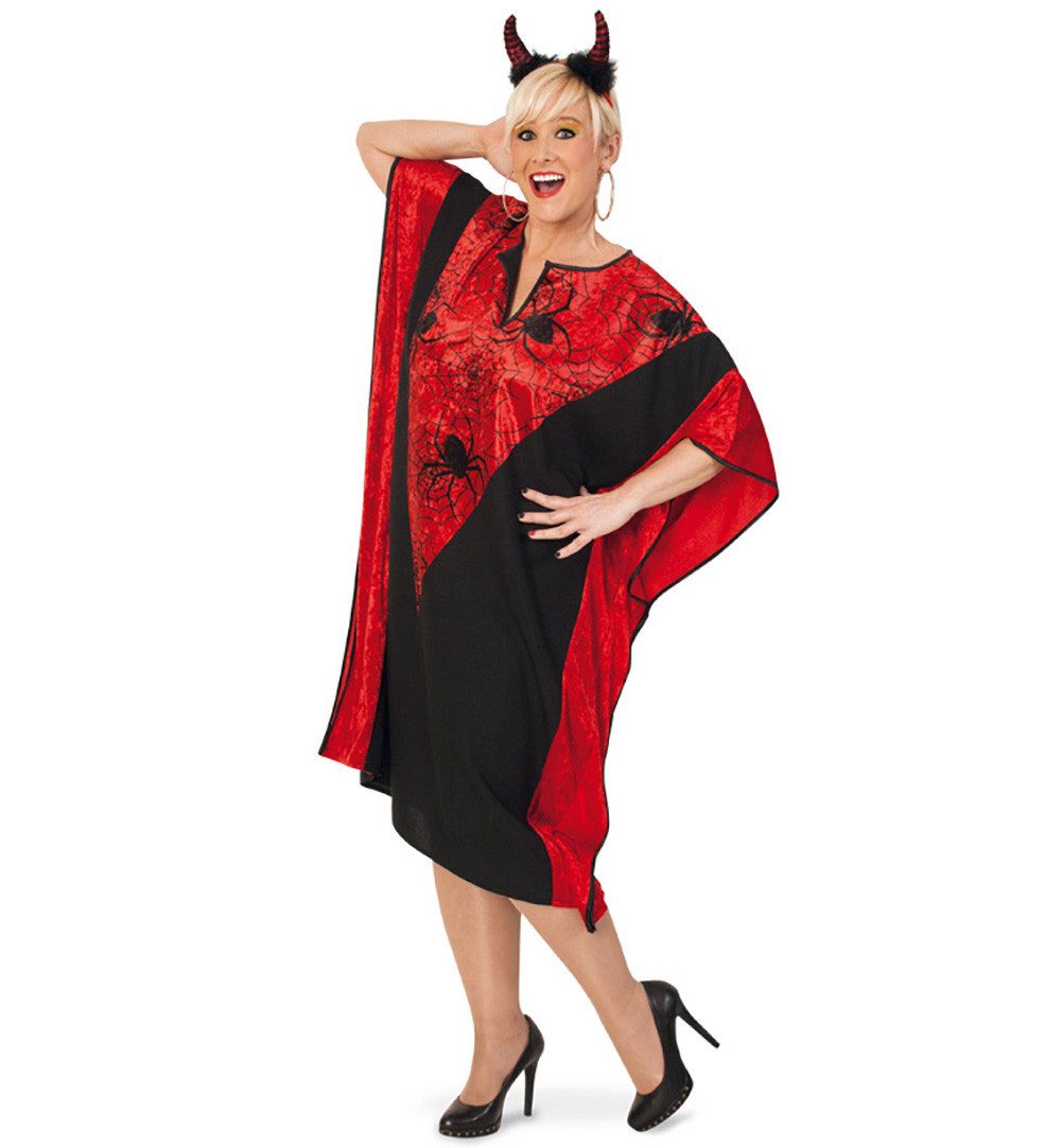 Fries Teufel-Kostüm Kaftan Tunika Spinnen Teufel Einheitsgröße Halloween Karneval Fasching