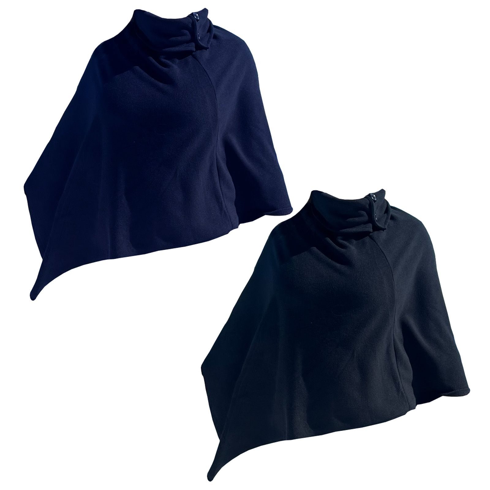 BURI Poncho Damen Poncho Set Schal Cashmere Feeling Fleece Cardigan Blau & Schwarz