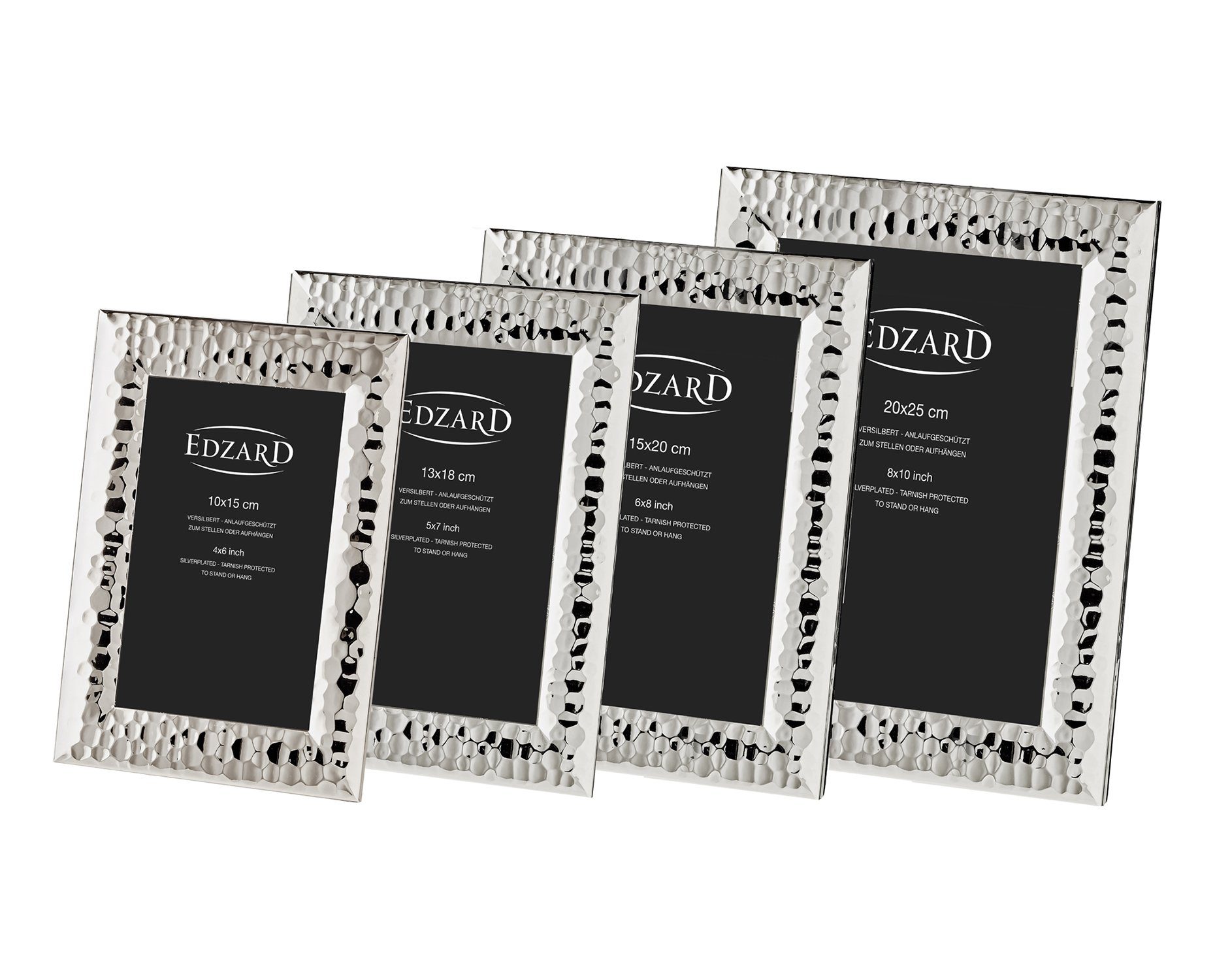 EDZARD Bilderrahmen Gubbio, versilbert und anlaufgeschützt, für 15x20 cm Bilder – Fotorahmen