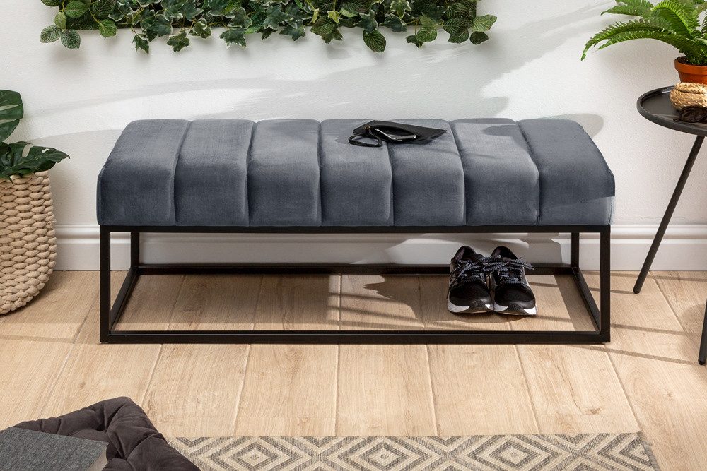 riess-ambiente Sitzbank PETIT BEAUTÉ 110cm silbergrau / schwarz (Einzelartikel, 1-St), Flur · Samt · Metall · Schlafzimmer · Design