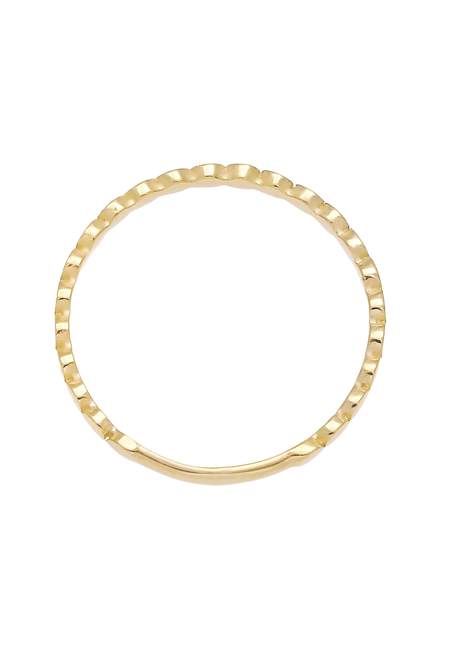Elli Premium Fingerring Plättchen Rund Stapelring Geo Basic 375 Gelbgold, Kreis