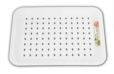 Tablett TABLETT mit Anti-Rutsch-Belag 33x23cm Kunststoff Weiss Serviertablett Frühstückstablett 36 (Weiss)