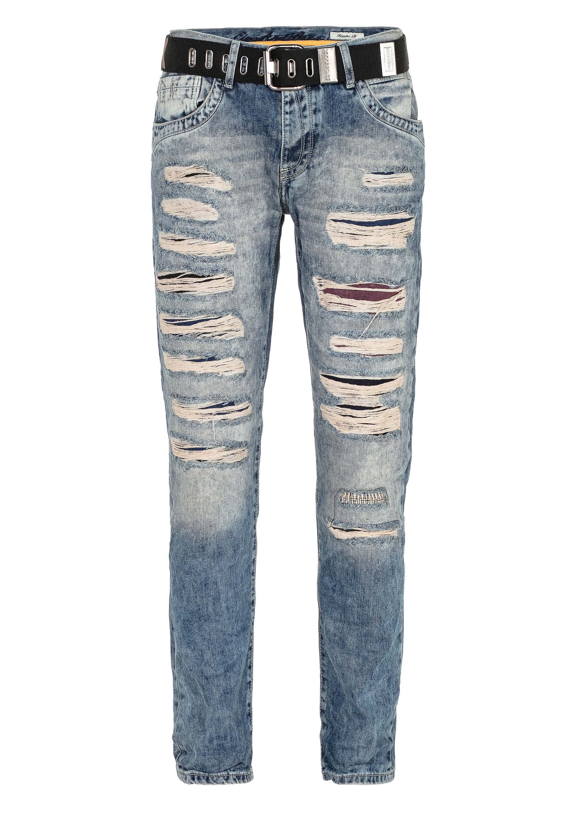 Cipo & Baxx Bequeme Details Jeans in Straight-Fit mit Ripped