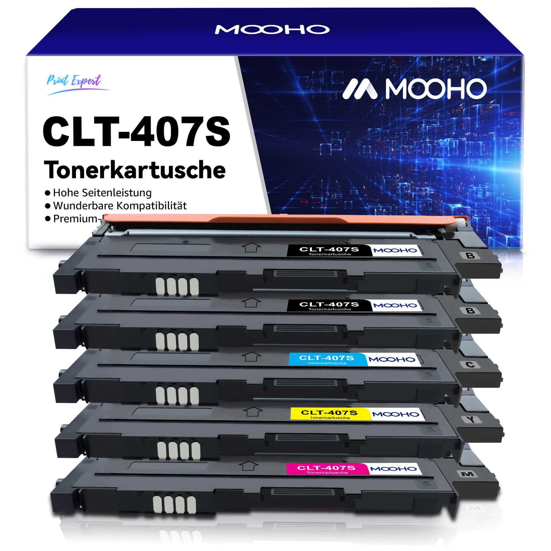 MOOHO Tonerpatrone 5PK CLT-407S für 325 SAMSUNG CLX-3185 CLP-320