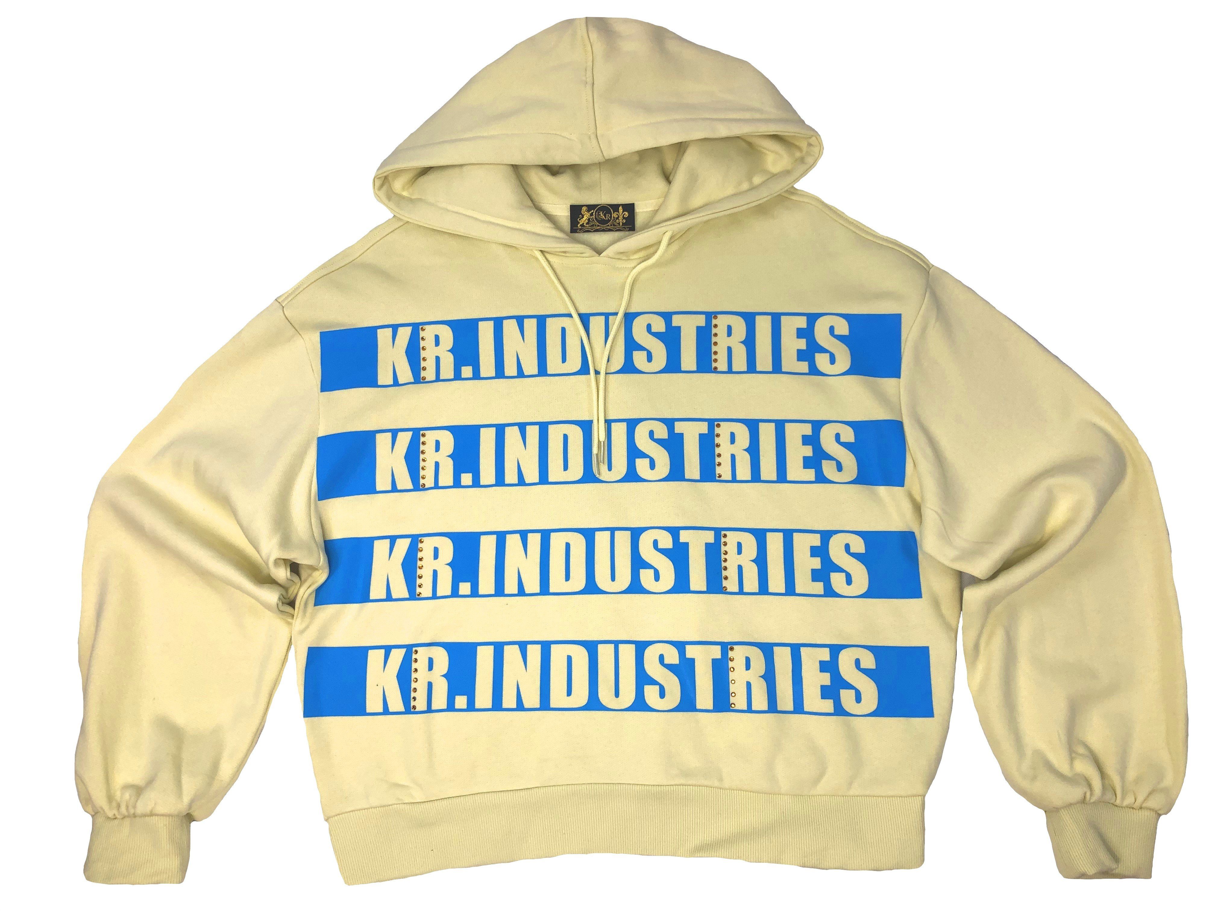 Hoodie exklusive Designerpullover, Blue Hoodie Kapuze, Glitzersteine, Yellow Kollektion flauschige KR-Industries