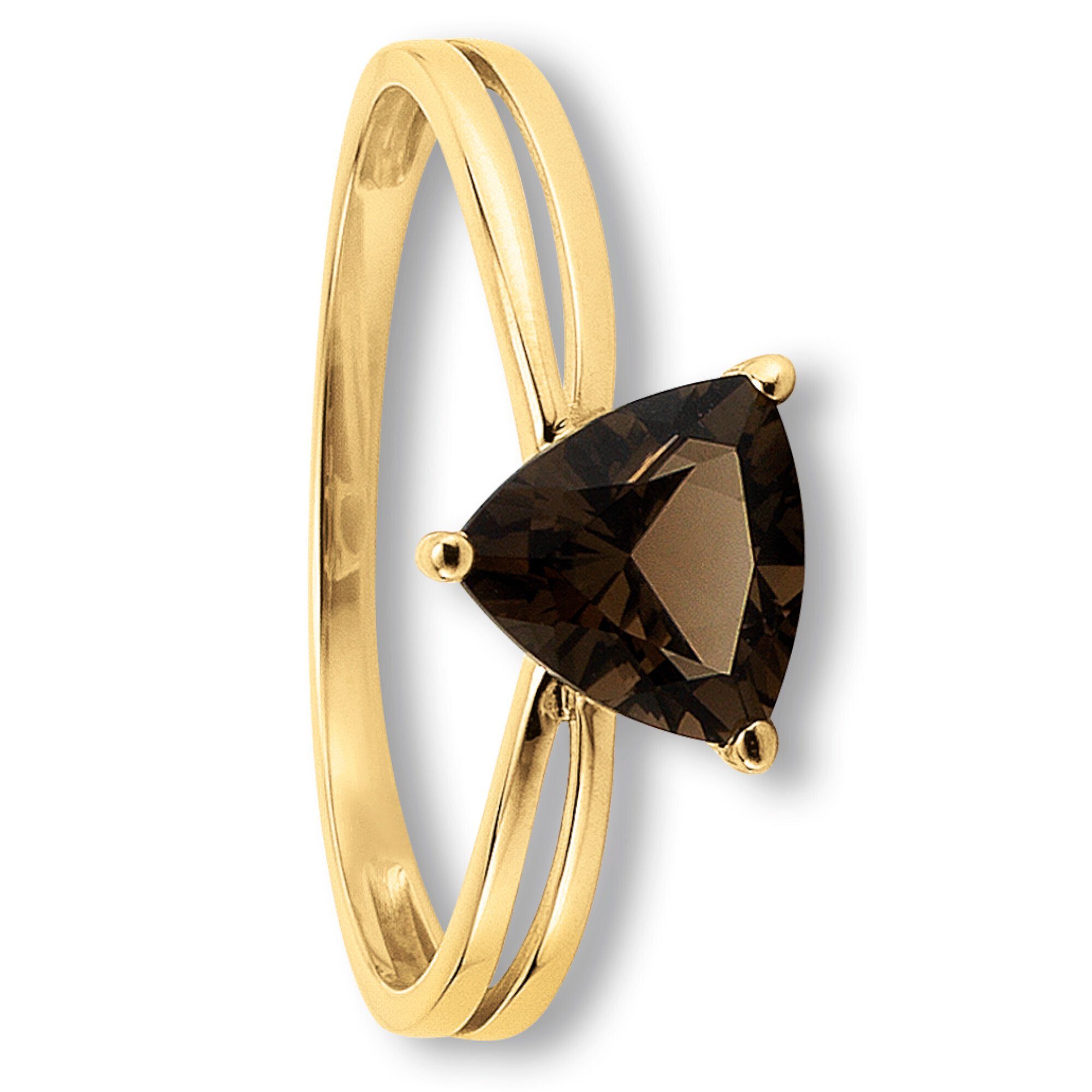 ONE ELEMENT Goldring Rauchquarz Ring aus 333 Gelbgold, Damen Gold Schmuck,  Schmuck vom Hersteller mit 30 jähriger Tradition