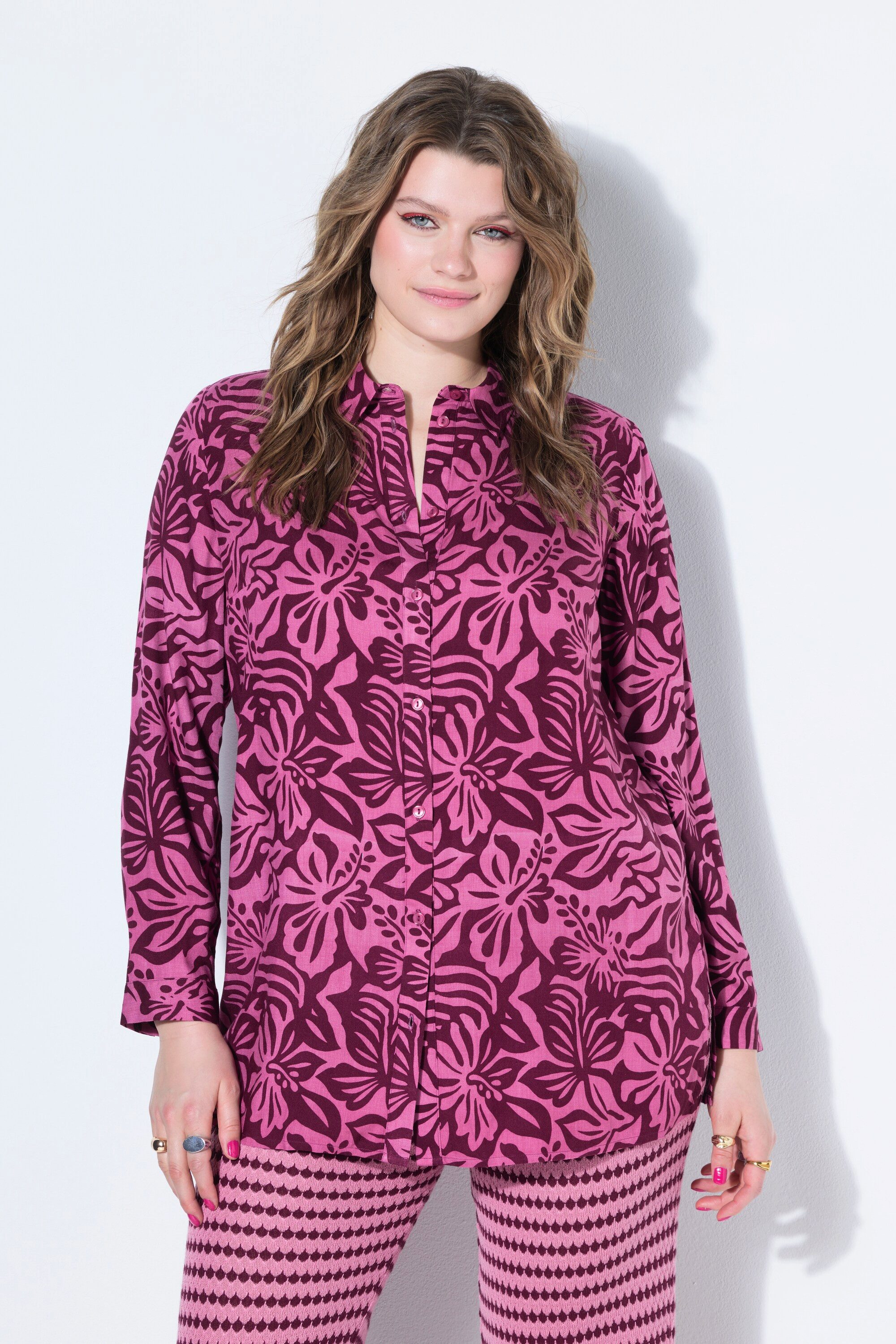 Studio Untold Hemdbluse Hemdbluse Straight Shape Flower-Print