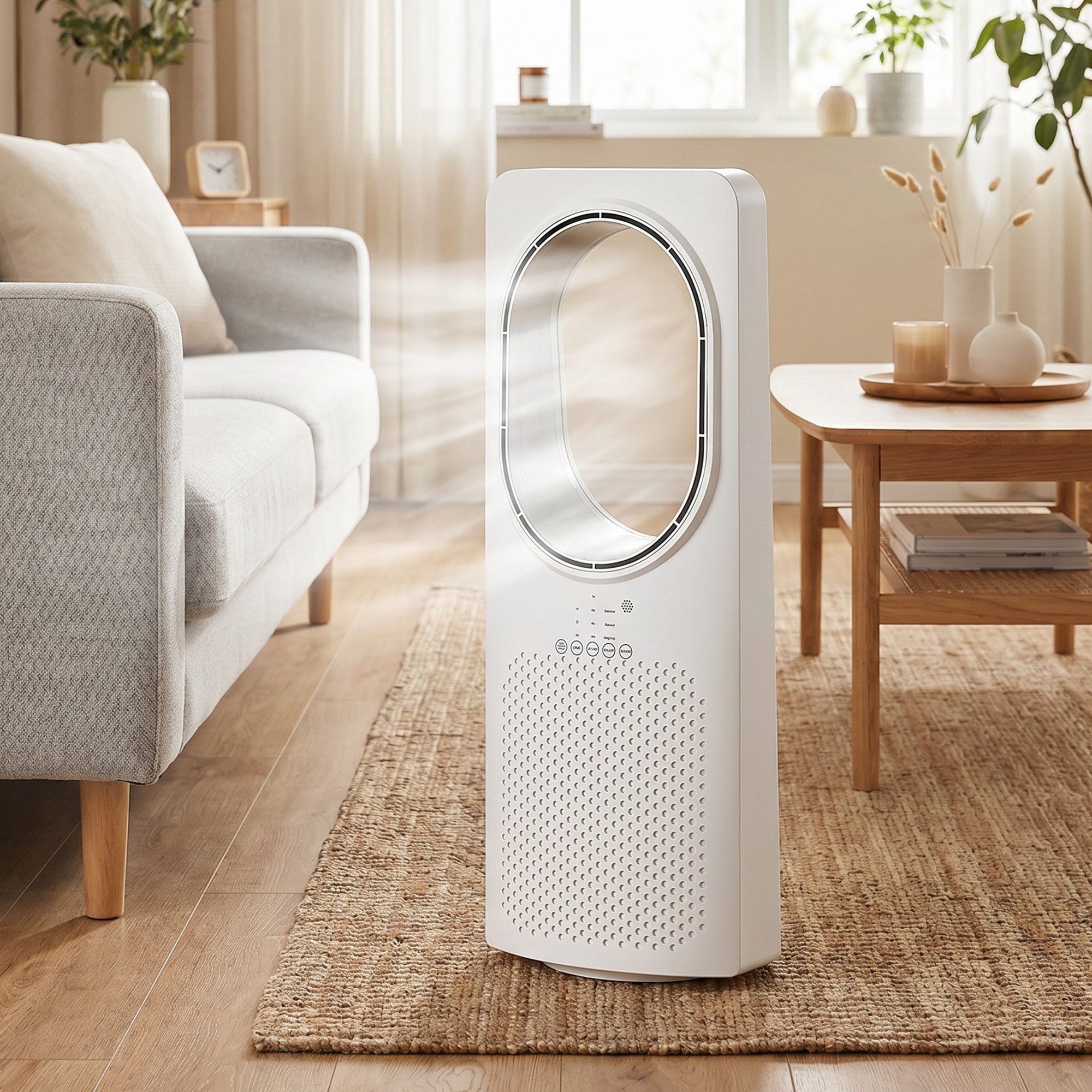 HOMCOM Turmventilator Schlafzimmer Standventilator 36 dB mit 45° Oszillation, Bladeless, 15h Timer, Fernbedienung