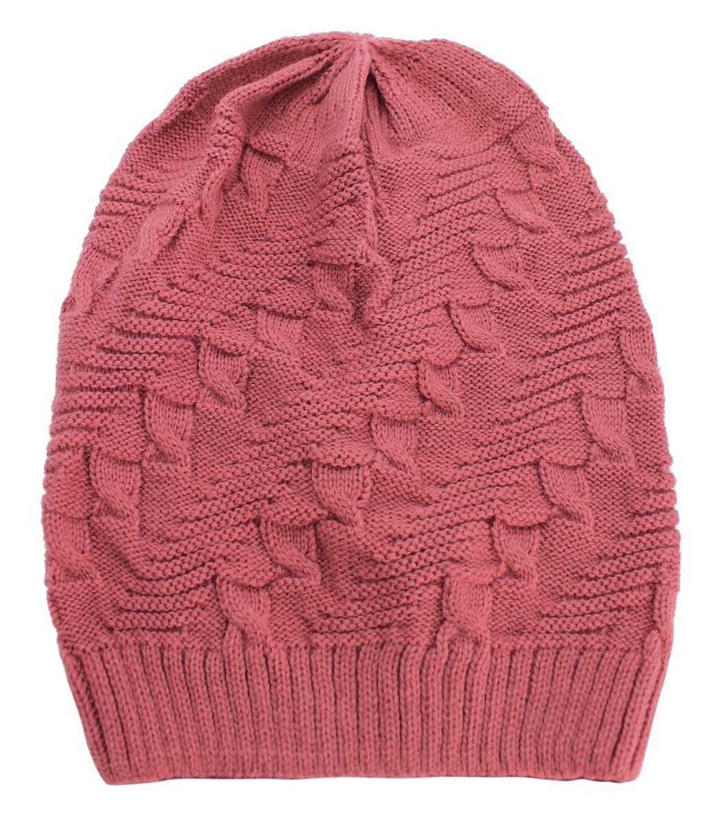 Strickmütze Herren dy_mode Wintermütze Strickbeanie WM003-Altrosé Strickmütze in Unifarben Long Unisex Damen Beanie