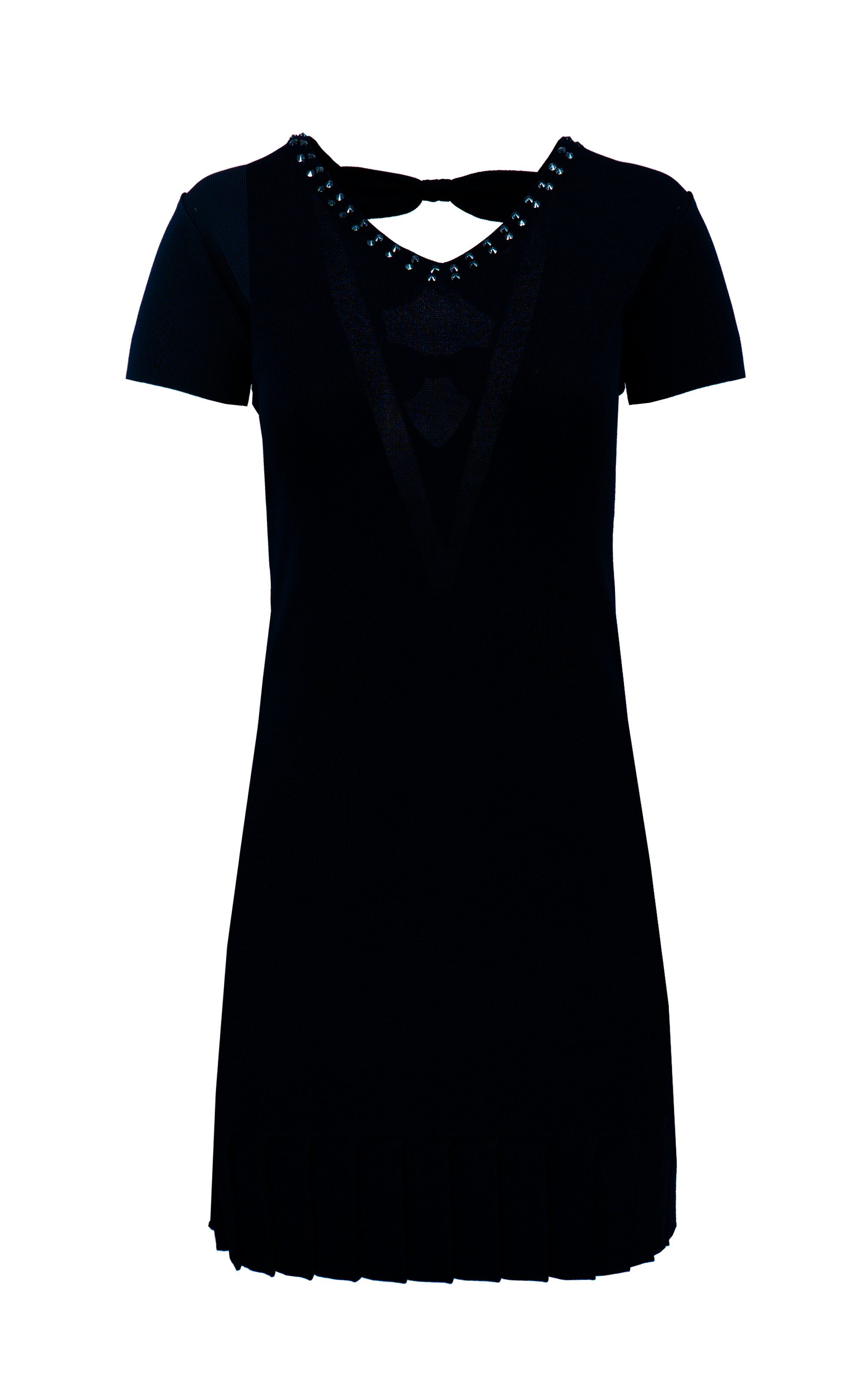 Passioni Strickkleid Knielanges Kleid in Marineblau mit Rüschen am unteren günstig online kaufen