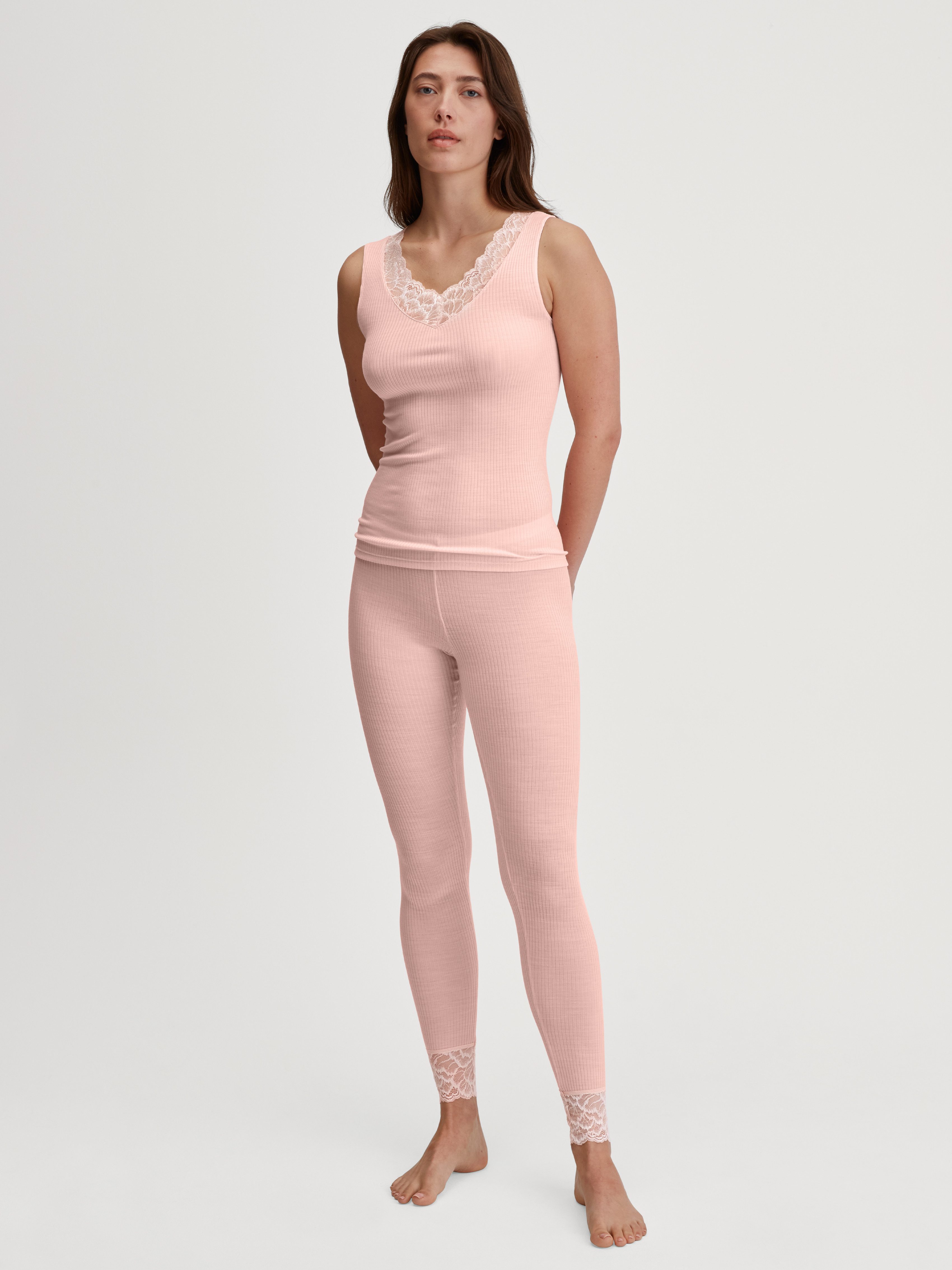 CALIDA Tanktop Silky Wool Joy mit Spitze, basic, eng, feminin, Wollmix