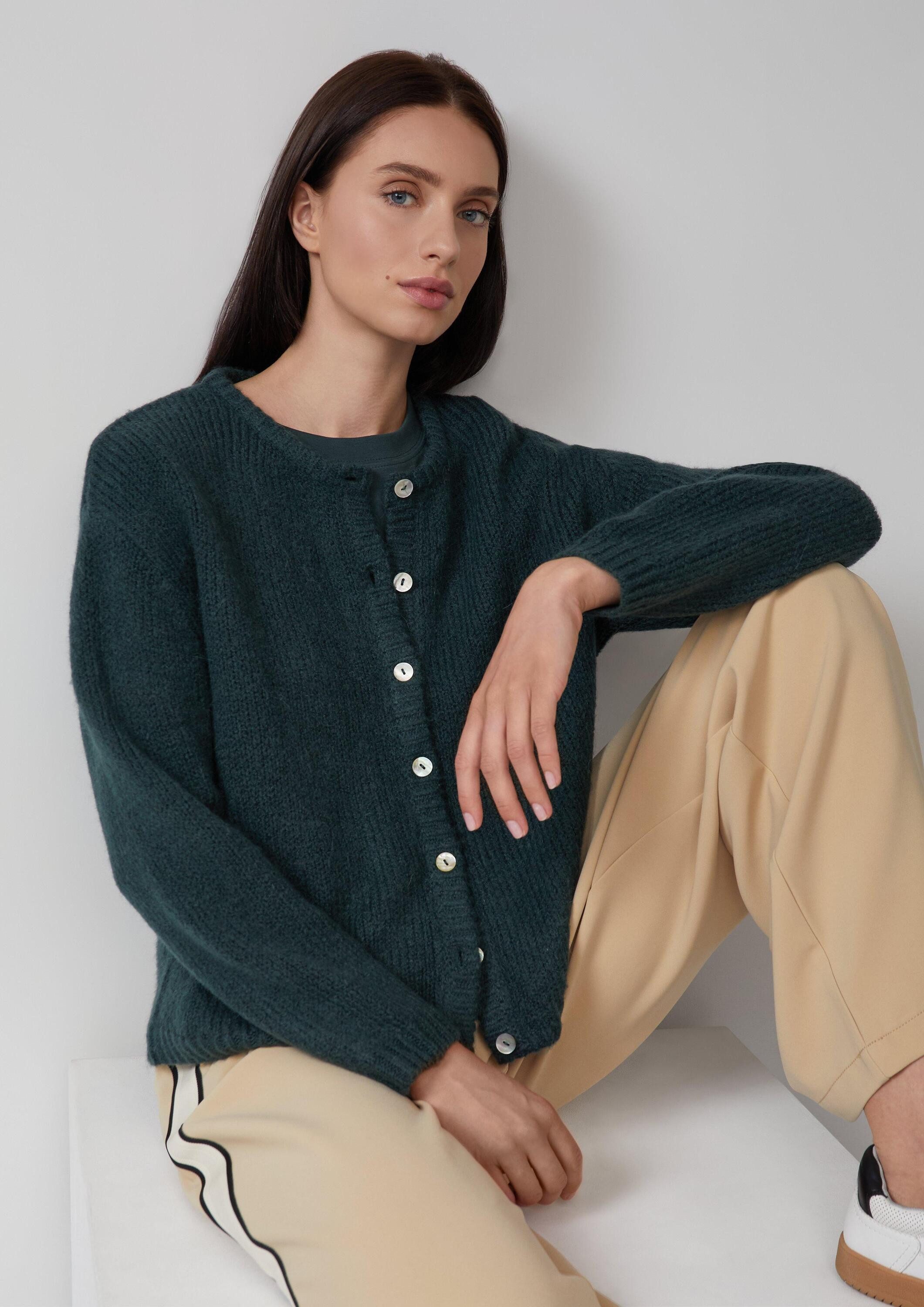s.Oliver Cardigan Strickjacke Weiche Strickjacke aus Alpakamix günstig online kaufen