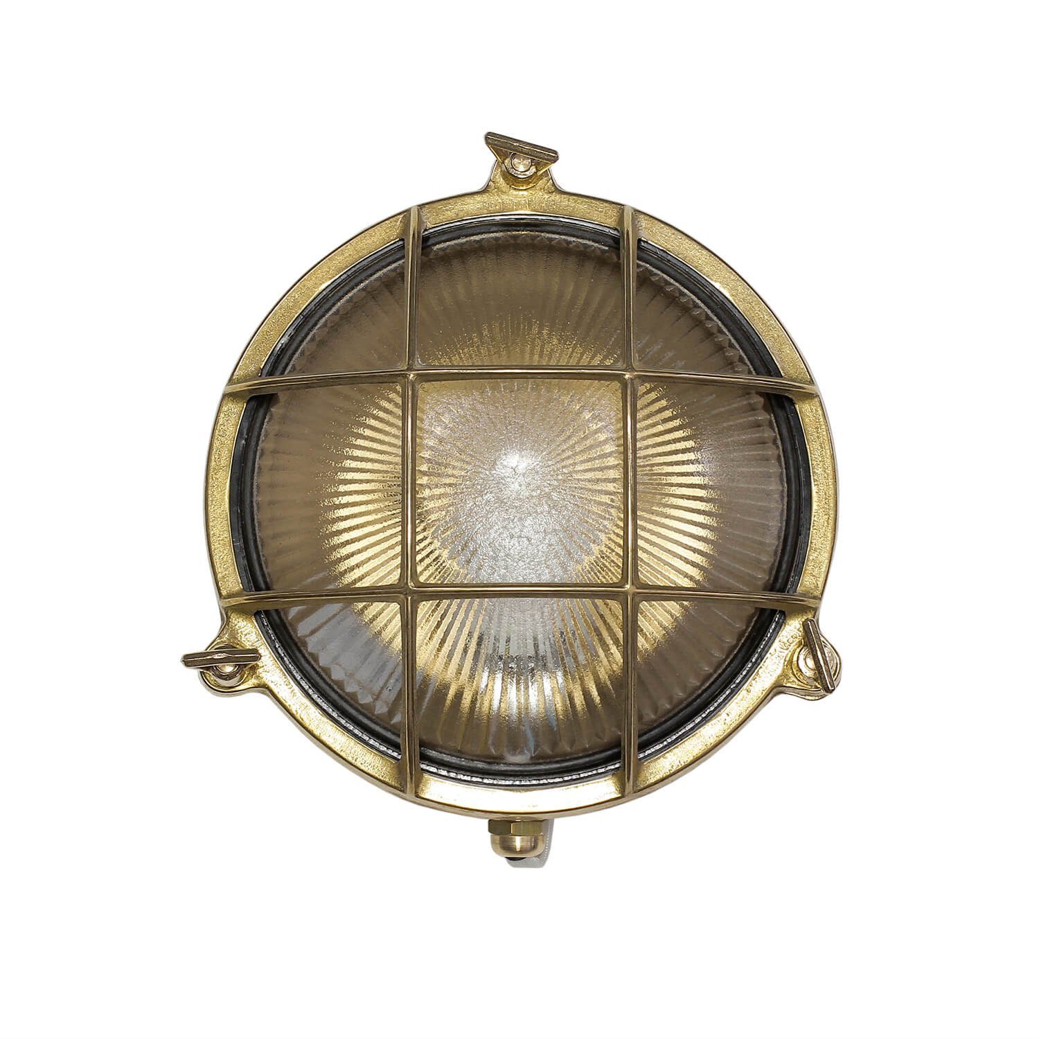 Licht-Erlebnisse Außen-Wandleuchte SERIFOS, ohne Leuchtmittel, Außenwandleuchte Messing rund maritim IP64 wetterfest Lampe