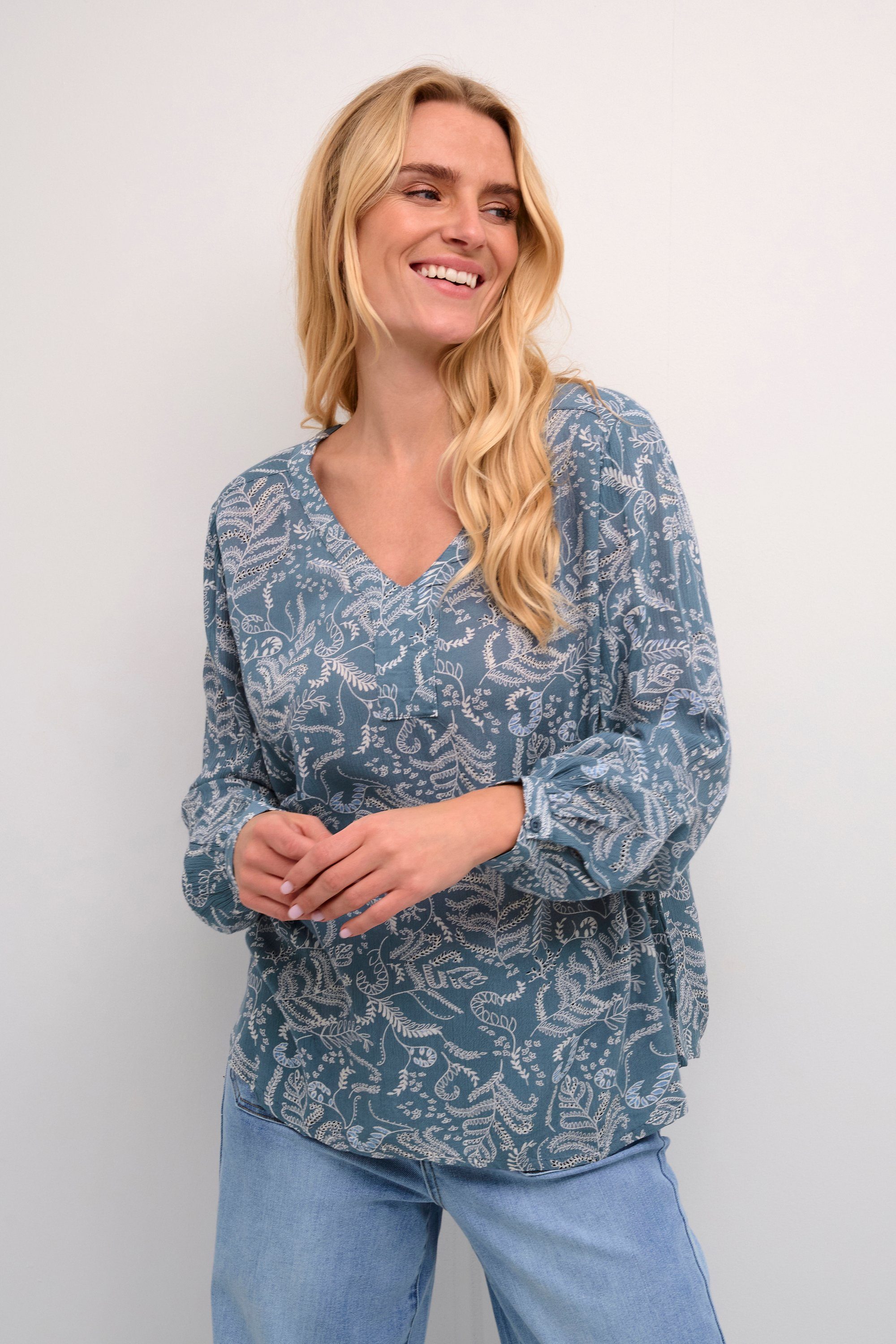 KAFFE Blusentop Langarm-Bluse Geisa