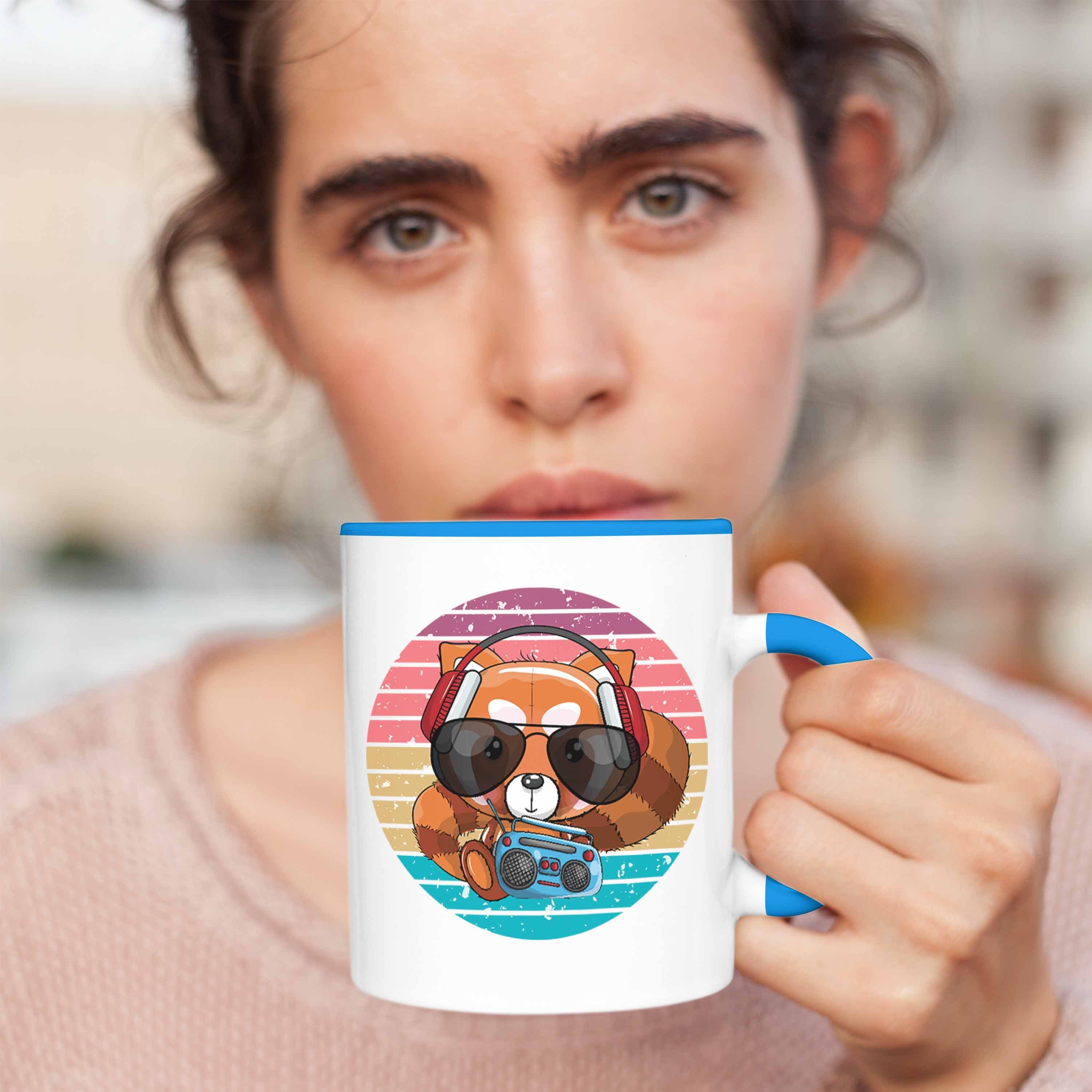 Roter Kinder Trendation Jungs Panda Trendation Mädchen für Grafik Lustige Musik Geschenkidee Cooler Tasse Tasse - Blau