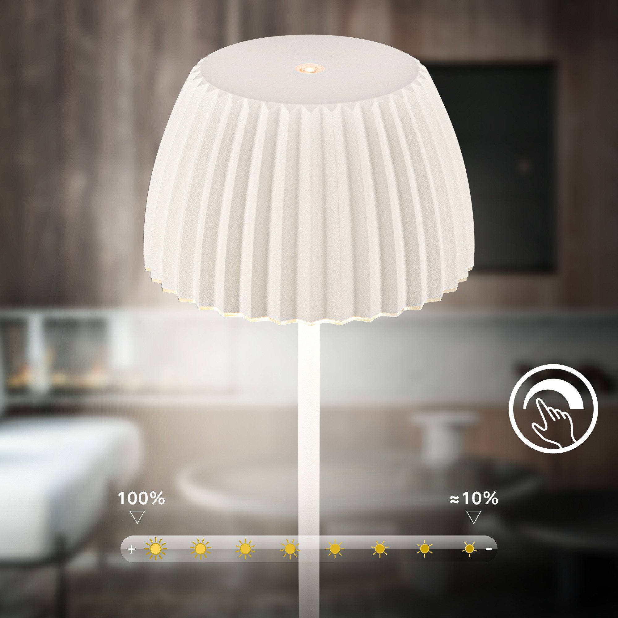 Briloner Leuchten LED Tischleuchte Tischlampe Kommodenleuchte Dimmbar Touchschalter, LED fest integriert, 14,3 x 36 cm 8W Schlafzimmer Wohnzimmer