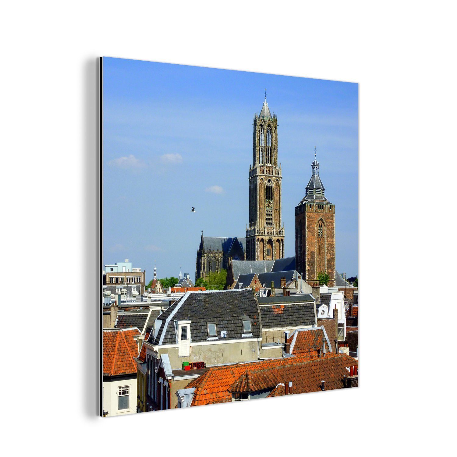 MuchoWow Metallbild Stadt - Utrecht - Domturm, (1 St), Alu-Dibond-Druck, Gemälde aus Metall, Aluminium deko