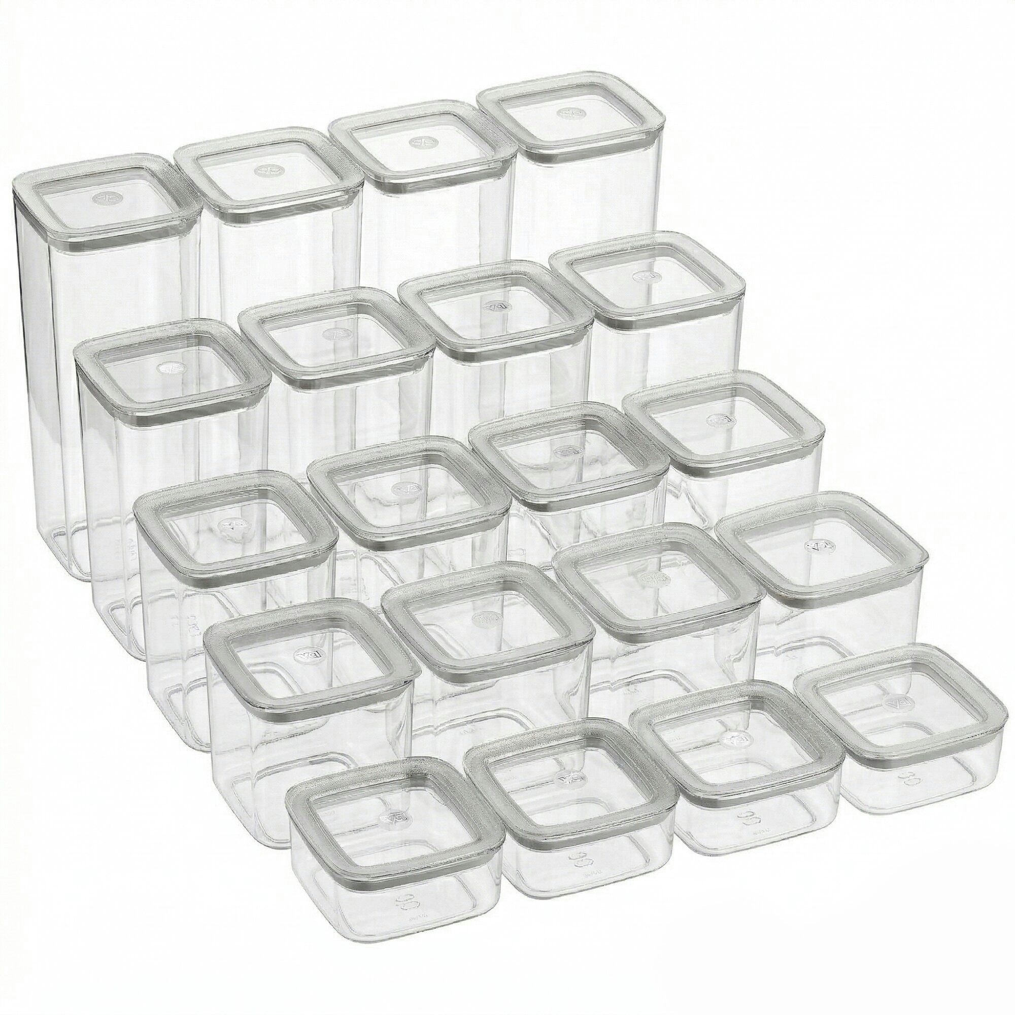 Vip Ahmet Vorratsdose Vorratsdosen Mit Deckel (5 Größen), 20er Set Organizer Box, Kunststoff, (20-tlg., 4x 0,350L, 4x 1,2L, 4x 1L, 20er-Set, 4x 0,7L, 4x 1,7L), mit Vakuumdeckel