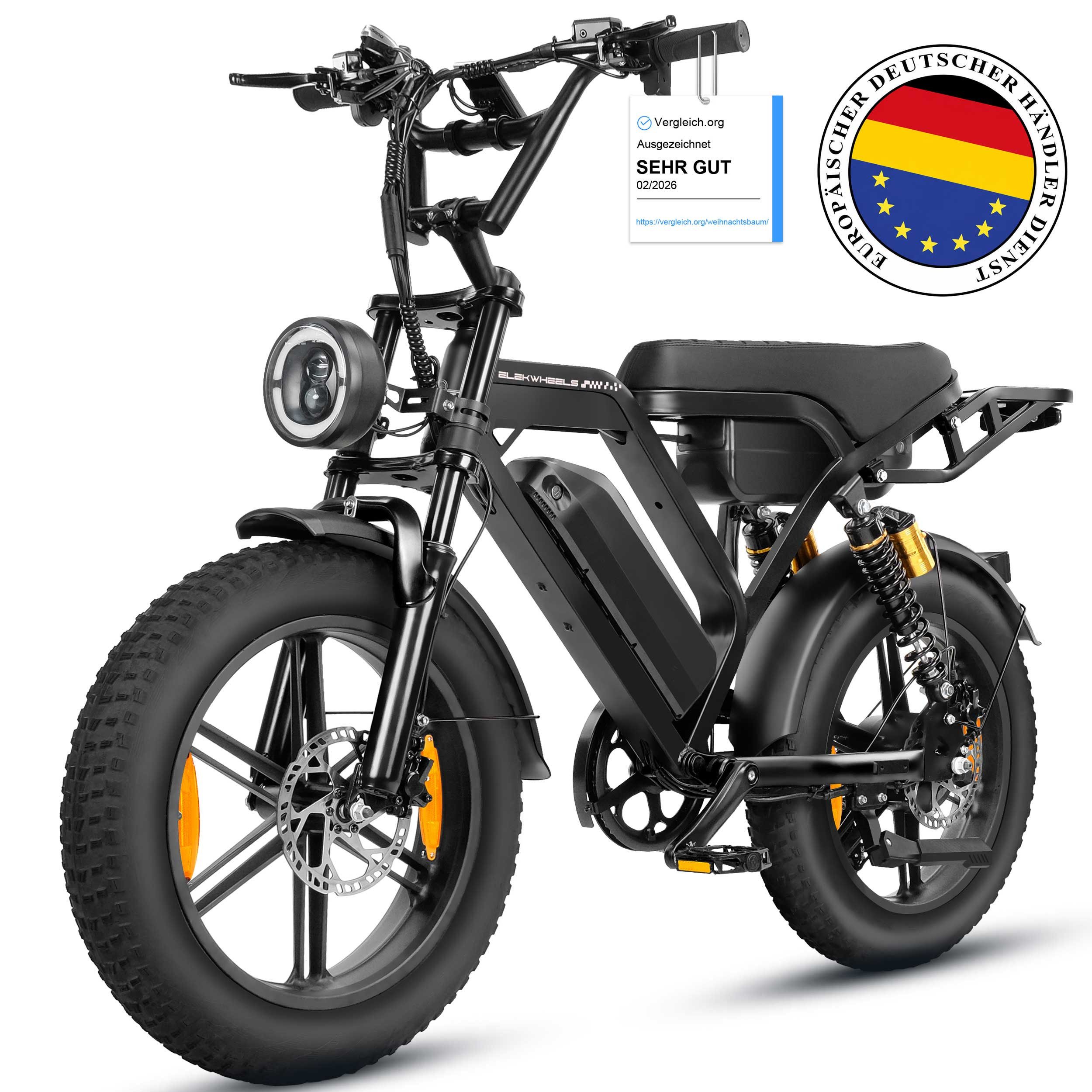 Vankel E-Bike Mountainbike Cityrad E-Fahrrad 20” x 4.0” Damen u. Herren Pedelec 1440Wh Max.216KM, Kettenschaltung, Heckmotor, 1440 Wh, (Beleuchtungsset mit Batterieladegerät, Batterieschlüssel, Werkzeug), 48V 30Ah Offroad Elektrofahrrad 7-Gang, hydraulische Scheibenbremsen