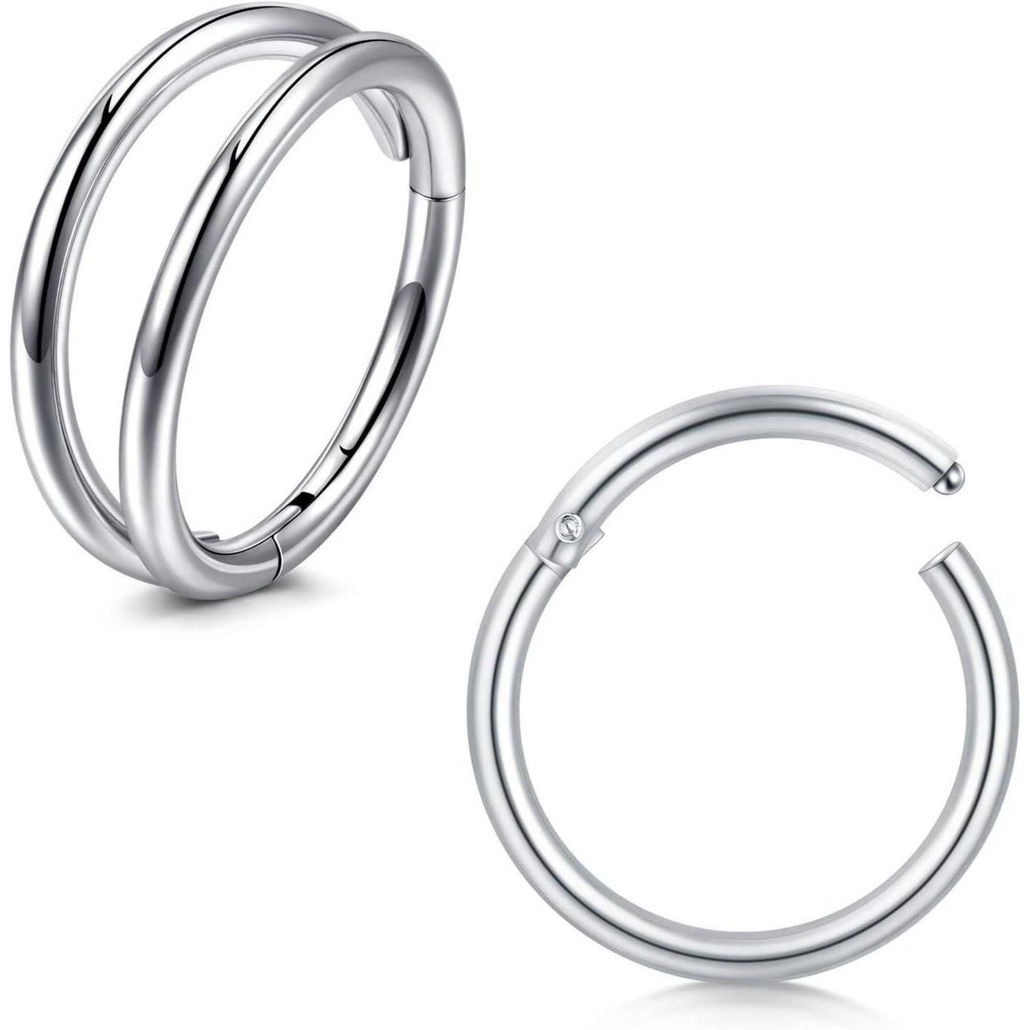 Briana Williams Piercing-Set 2stk Piercing Helix Ring Chirurgenstahl 1.2mm Nasenpiercing Dünn