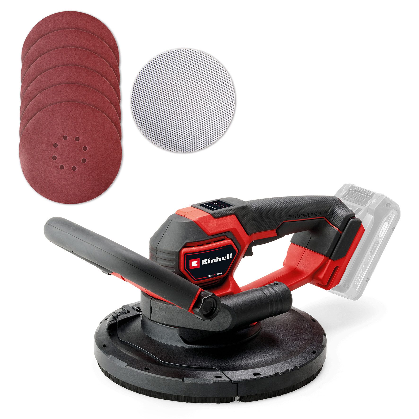 Einhell Akku-Trockenbauschleifer Professional TP-DWS 18/225 Li BL Solo, max. 1200 U/min, (Packung, 10 tlg), ohne Akku