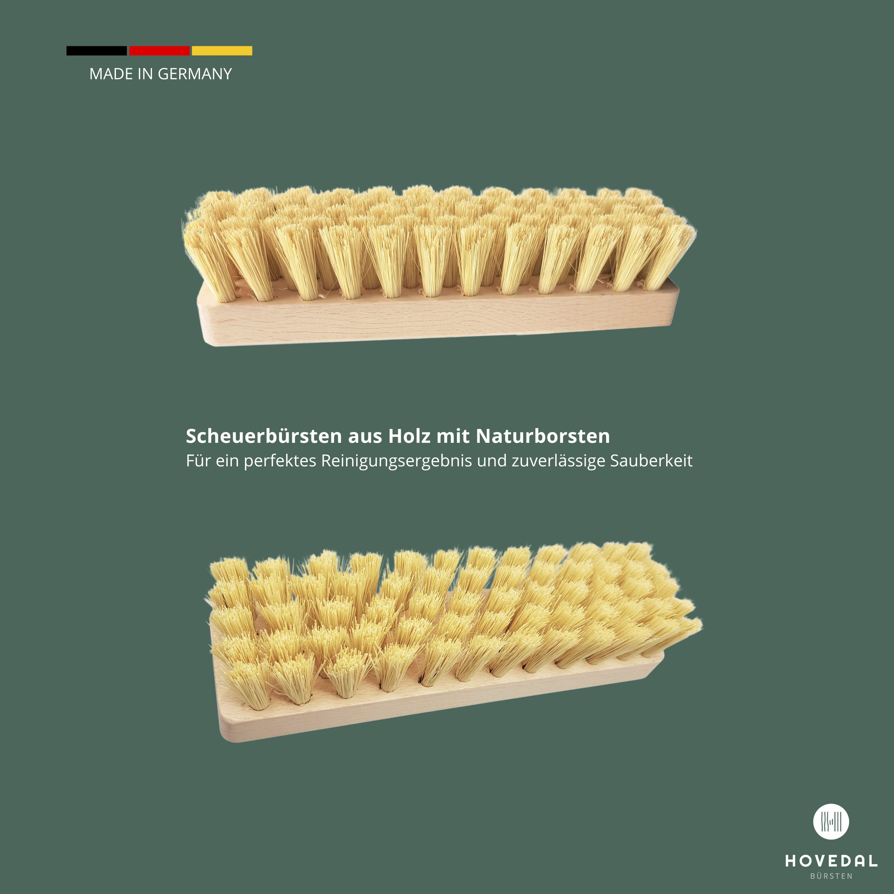Hovedal Reinigungsbürste 2er Set Scheuerbürste, Scheuerbürsten aus Holz mit Naturborsten, Scheuerbürsten, Wurzelbürsten, Hand Schrubber Wurzelbürste, Putzbürste – Bild 3 von 5