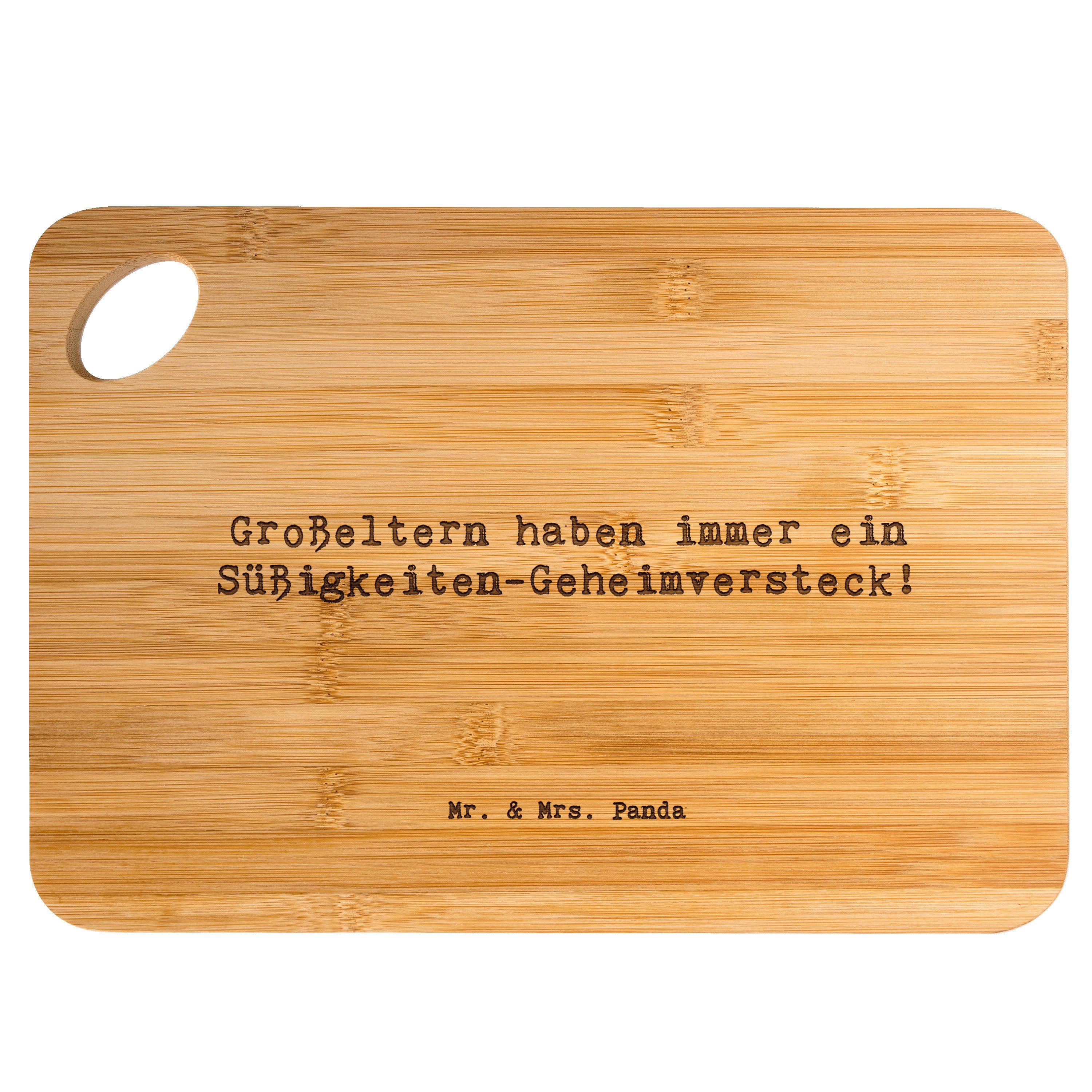Mr. & Mrs. Panda Servierbrett Spruch Großeltern Süßigkeiten, Schneidebrett, Transparent, Frühstücks, Bambus, (Packung, Großeltern Familie Verwandte), Großeltern Geschenke brotbrett Handarbeit