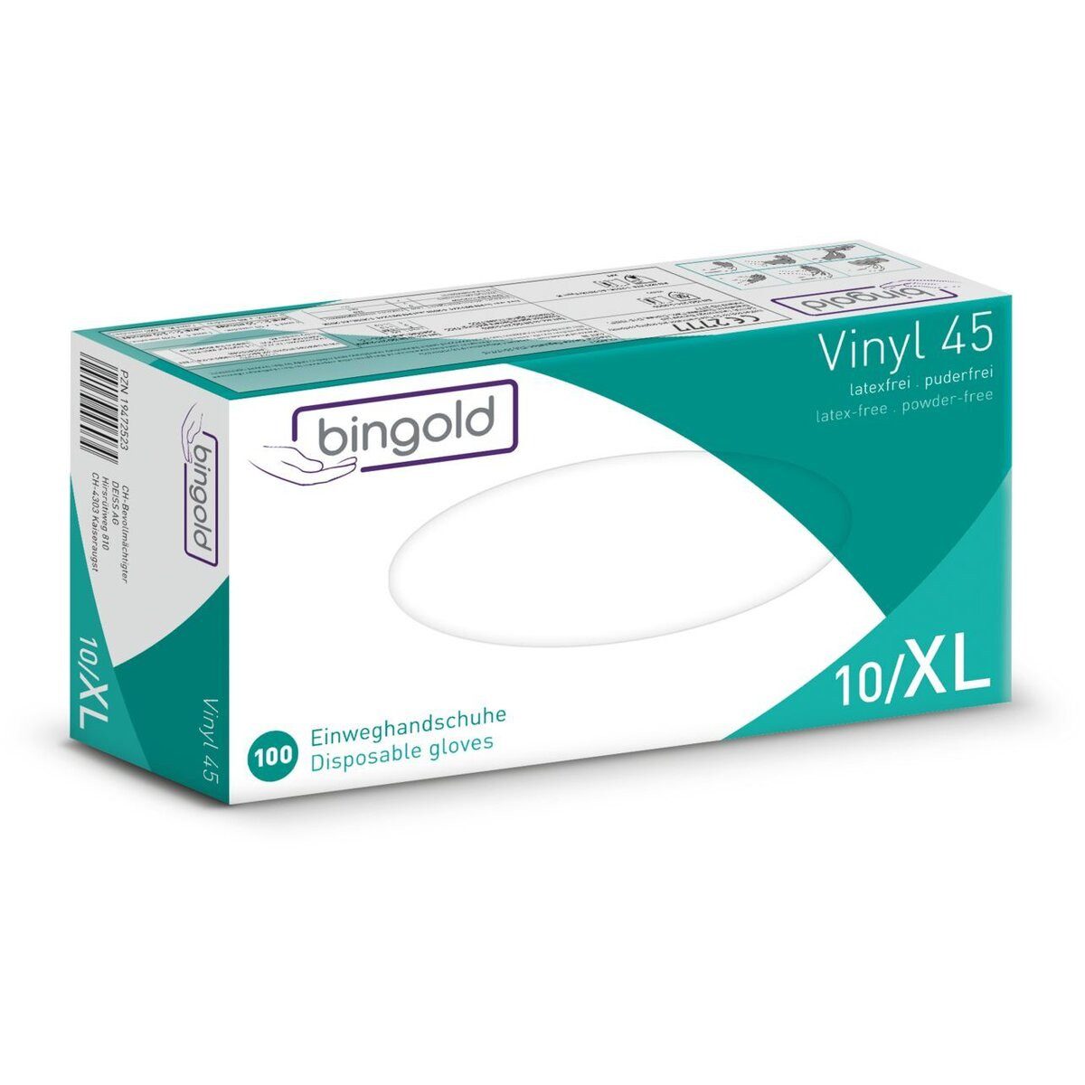 Bingold Nitril-Handschuhe Einweghandschuh Vinyl 45 604653 XL transparent 100 Stück (10 Stück)