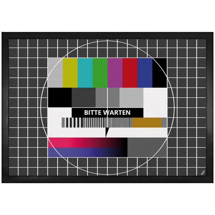 Fußmatte Spaß - TV Testbild Bitte Warten Retro 1art1 Höhe: 5 mm
