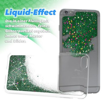 EAZY CASE Handyhülle Liquid Glittery Case für iPhone 6 / iPhone 6S 4,7 Zoll, Transparent Handy Softcase Glossy Slimcover stoßfest Bumper Case Grün