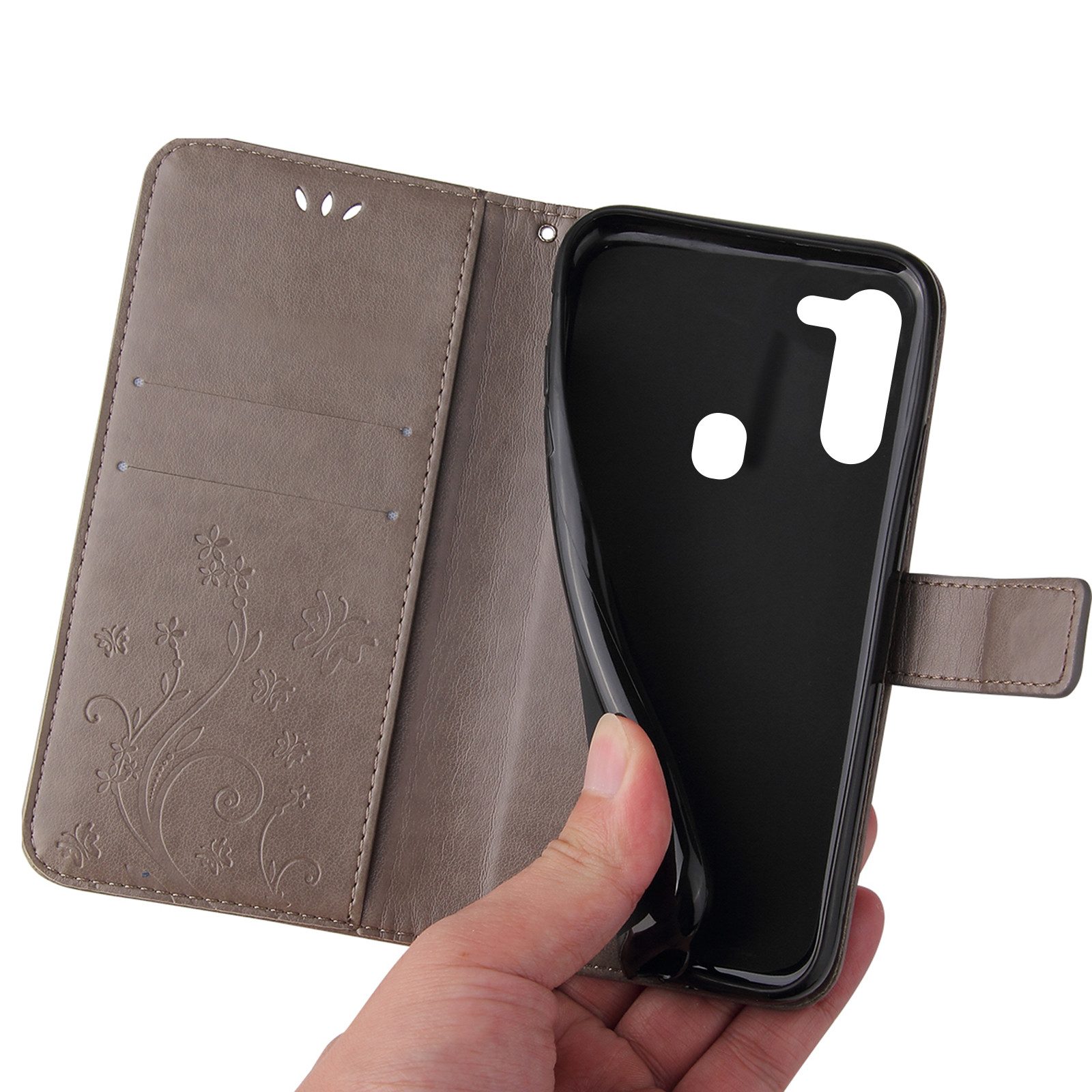 Tec-Expert Handyhülle Cover Tasche Hülle für Samsung Galaxy A11 6,4 Zoll, Klapphülle Case mit Kartenfach Fliphülle aufstellbar, Motiv Blumen