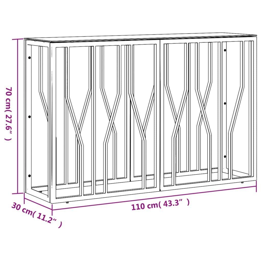 (1-St) Edelstahl Golden cm furnicato 110x30x70 Beistelltisch Konsolentisch Glas und