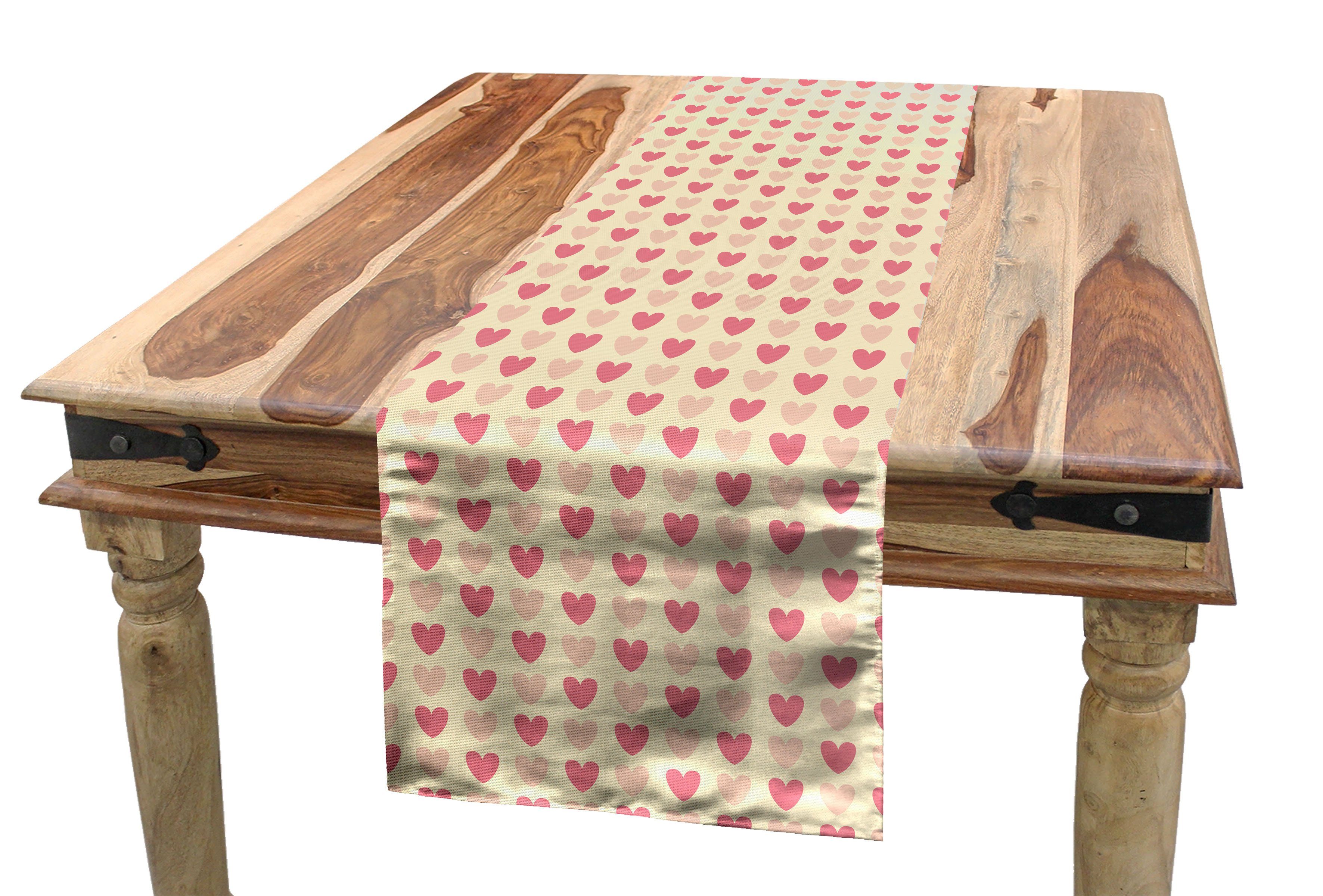 Abakuhaus Tischläufer Esszimmer Küche Rechteckiger Dekorativer Tischläufer, Romantisch Herzen in den weichen Farben