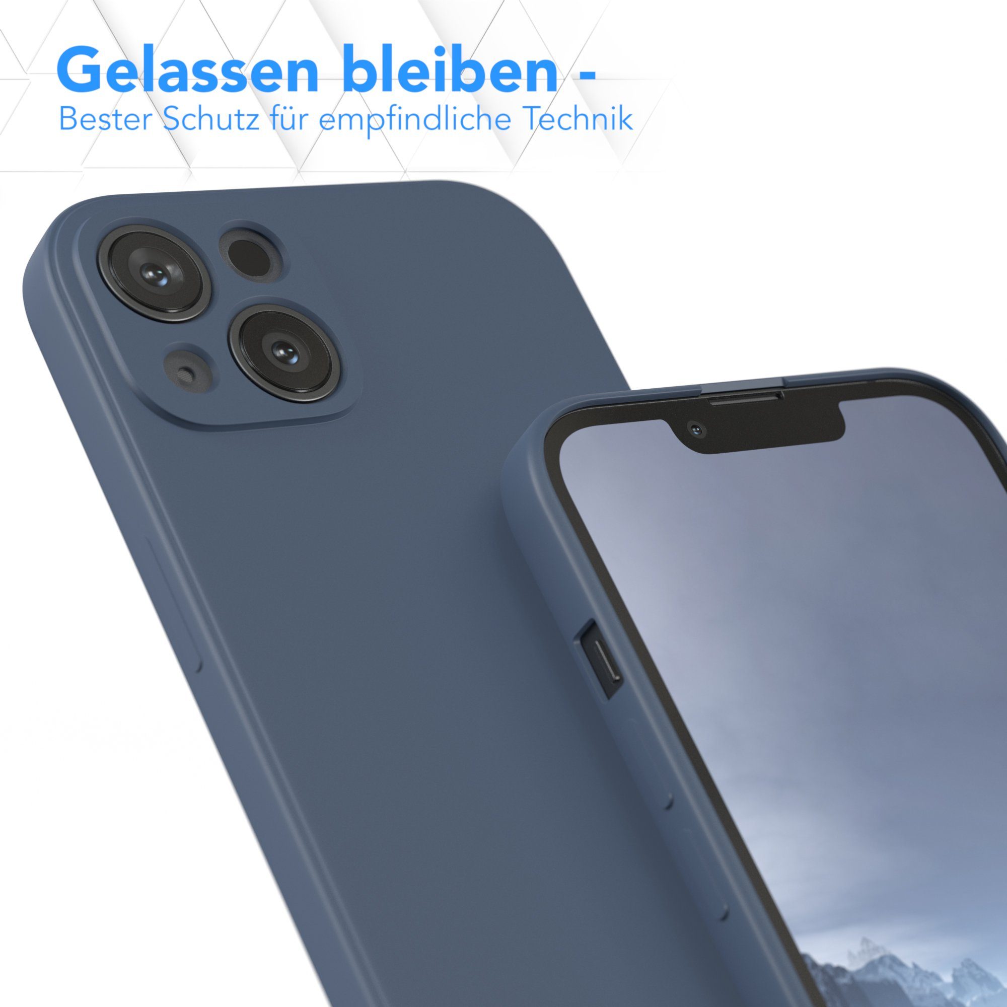 EAZY CASE Handyhülle für Apple iPhone 13 Hülle Silikon 6,1 Zoll, Handy Softcase mattierte Silikonhülle Back Cover Soft Blau / Petrol – Bild 4 von 5