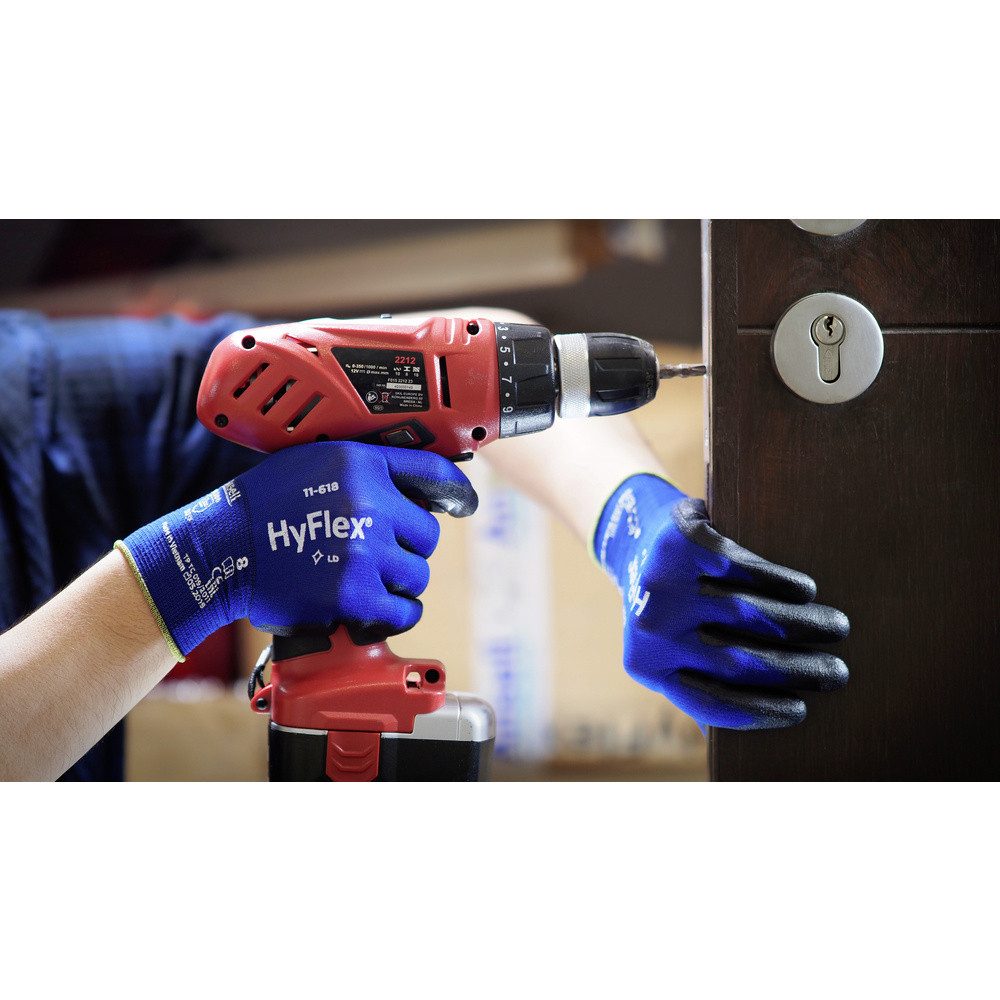 ANSELL Arbeitshandschuhe Ansell 11618R070-1P HyFlex Polyurethan Arbeitshandschuh Größe (Handsch