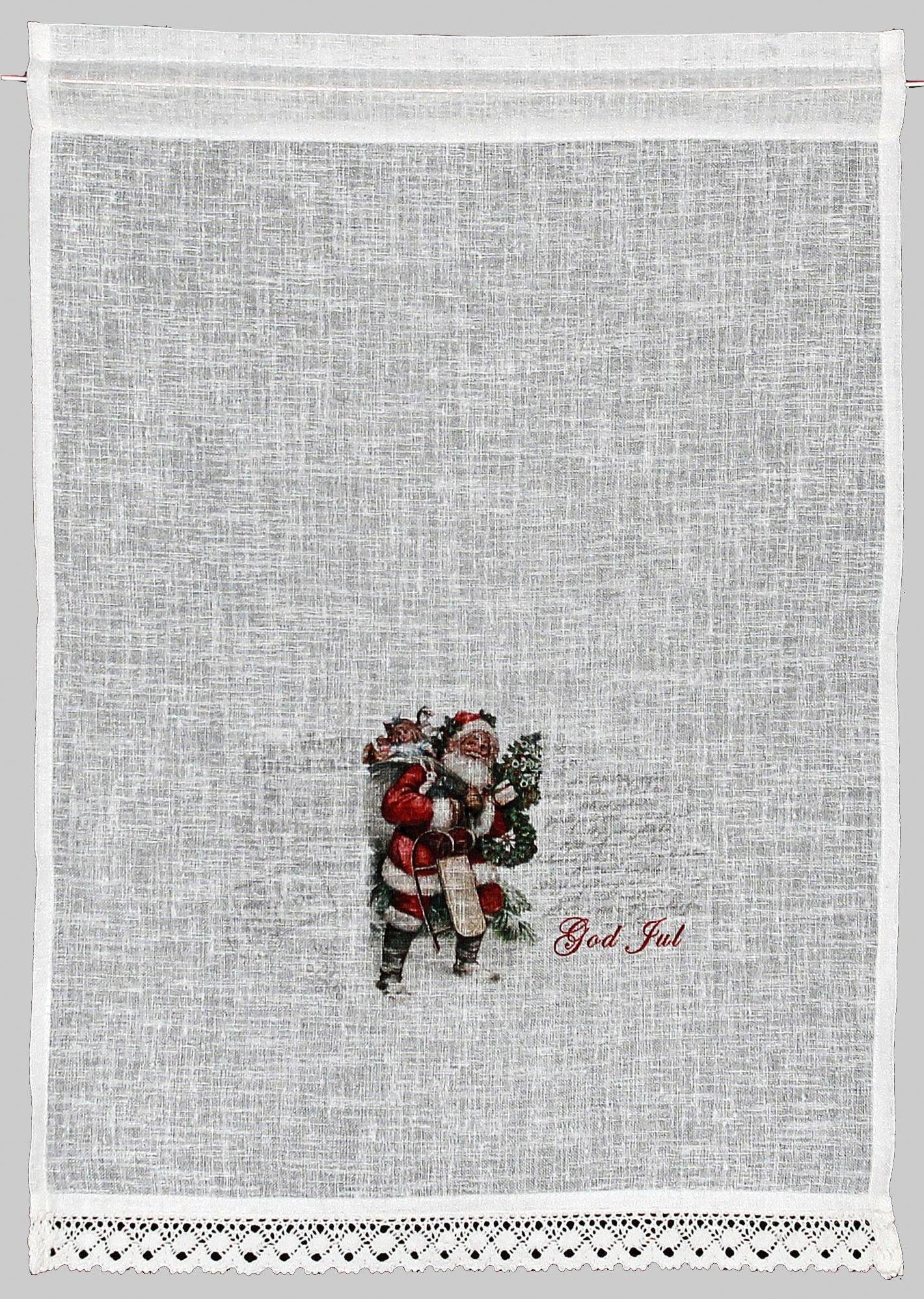 Scheibengardine Santa, HOSSNER (1 St), ART HOME DECO, halbtransparent, Stangendurchzug OF - Landhaus-Look