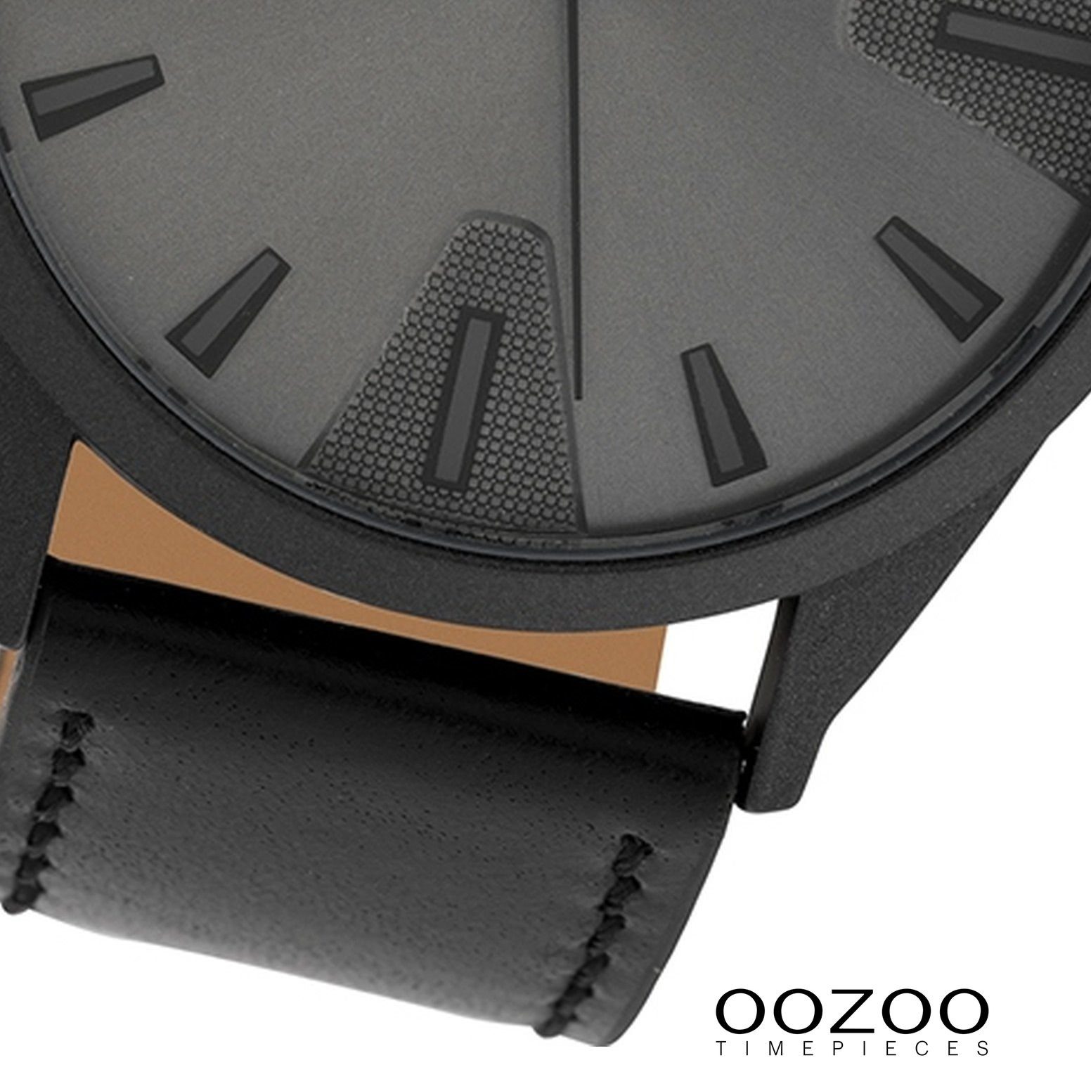OOZOO Quarzuhr Oozoo groß Herrenuhr Fashion-Style Armbanduhr, rund, (ca. 45mm) Herren Lederarmband