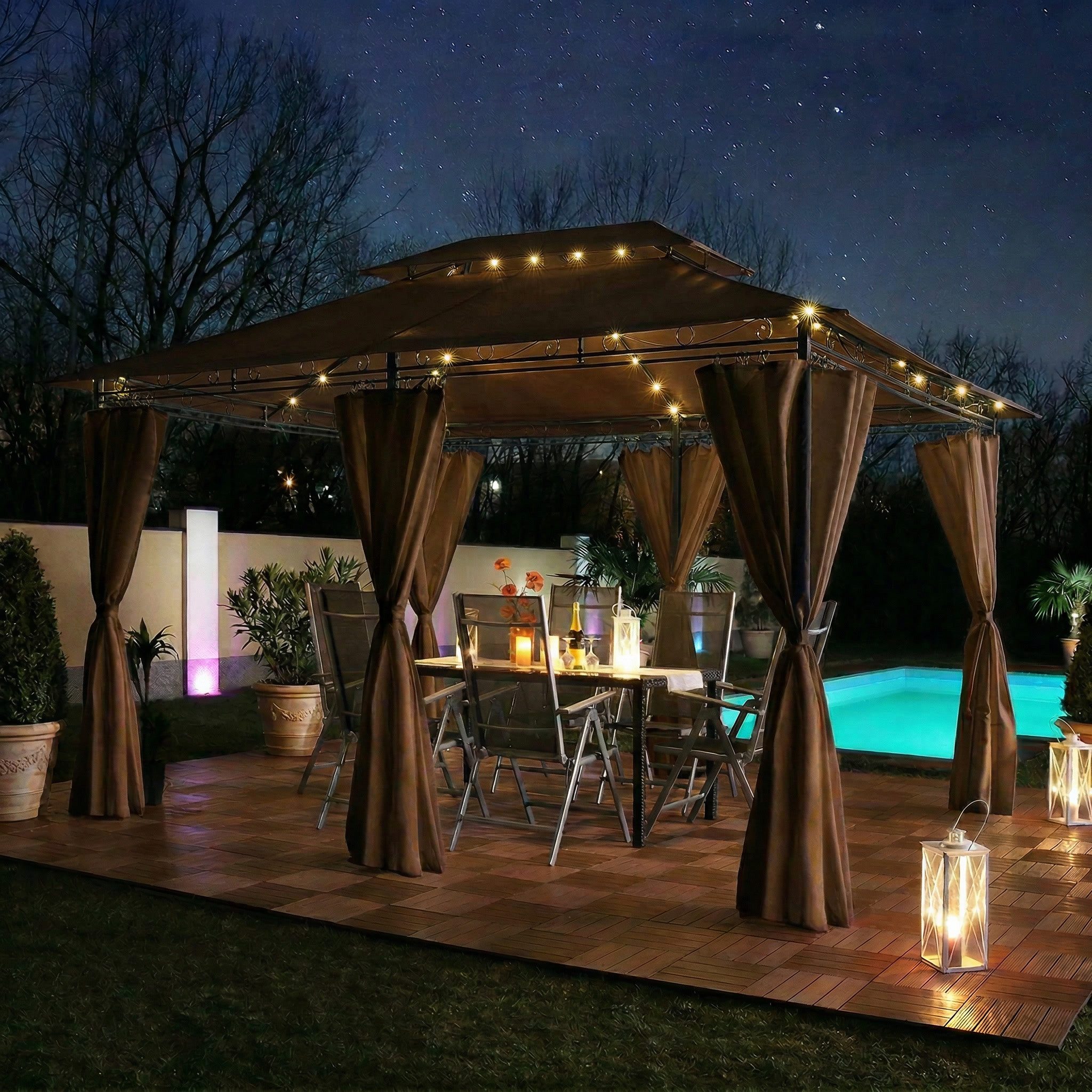 Swing&Harmonie Pavillon LED - Pavillon 3x4m Minzo Garten Pavillion, Solar Pavilion Gartenzelt Designer Pavilon – Bild 2 von 5