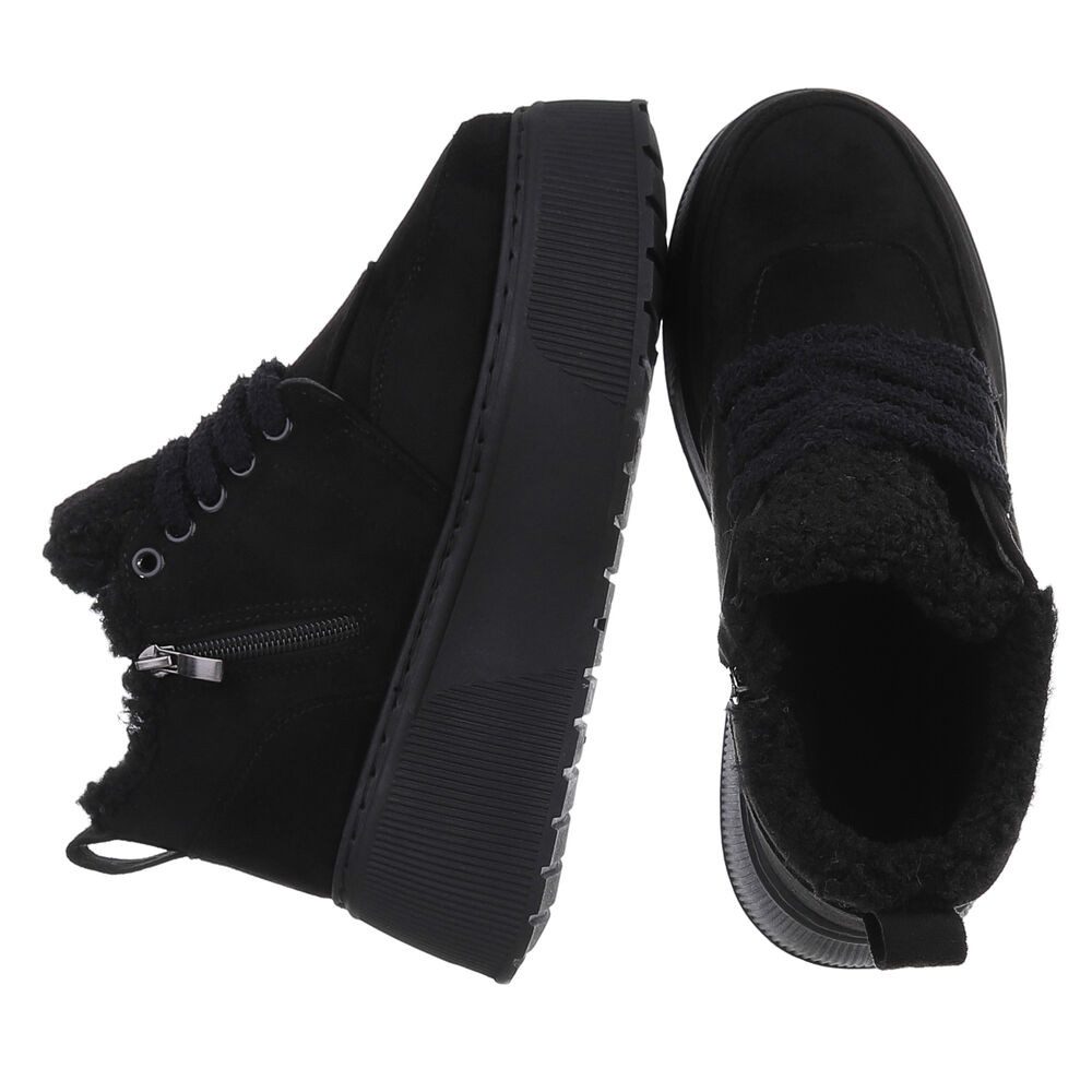 Ital-Design Modische Sneaker mit kuscheliger Fütterung für Damen Snowboots (90458039) Keilabsatz/Wedge Stiefeletten in Schwarz