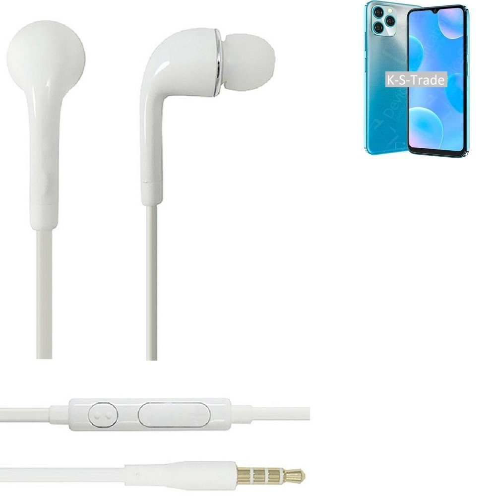 K-S-Trade für Blackview A95 In-Ear-Kopfhörer (Kopfhörer Headset mit Mikrofon u Lautstärkeregler weiß 3,5mm)
