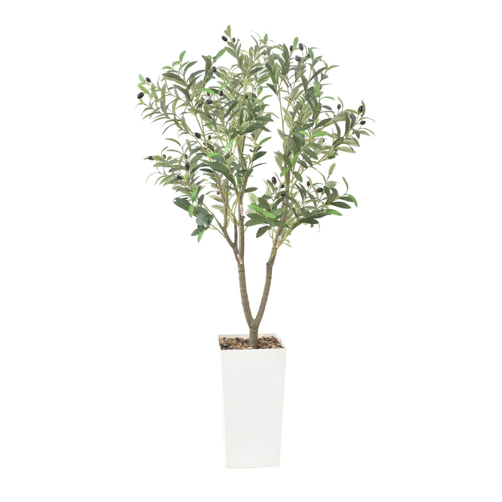 Kunstpflanze Olivenbaum 150cm schwarzer Olivenbaum mit Topf künstliche Pflanzen, GarveeMore
