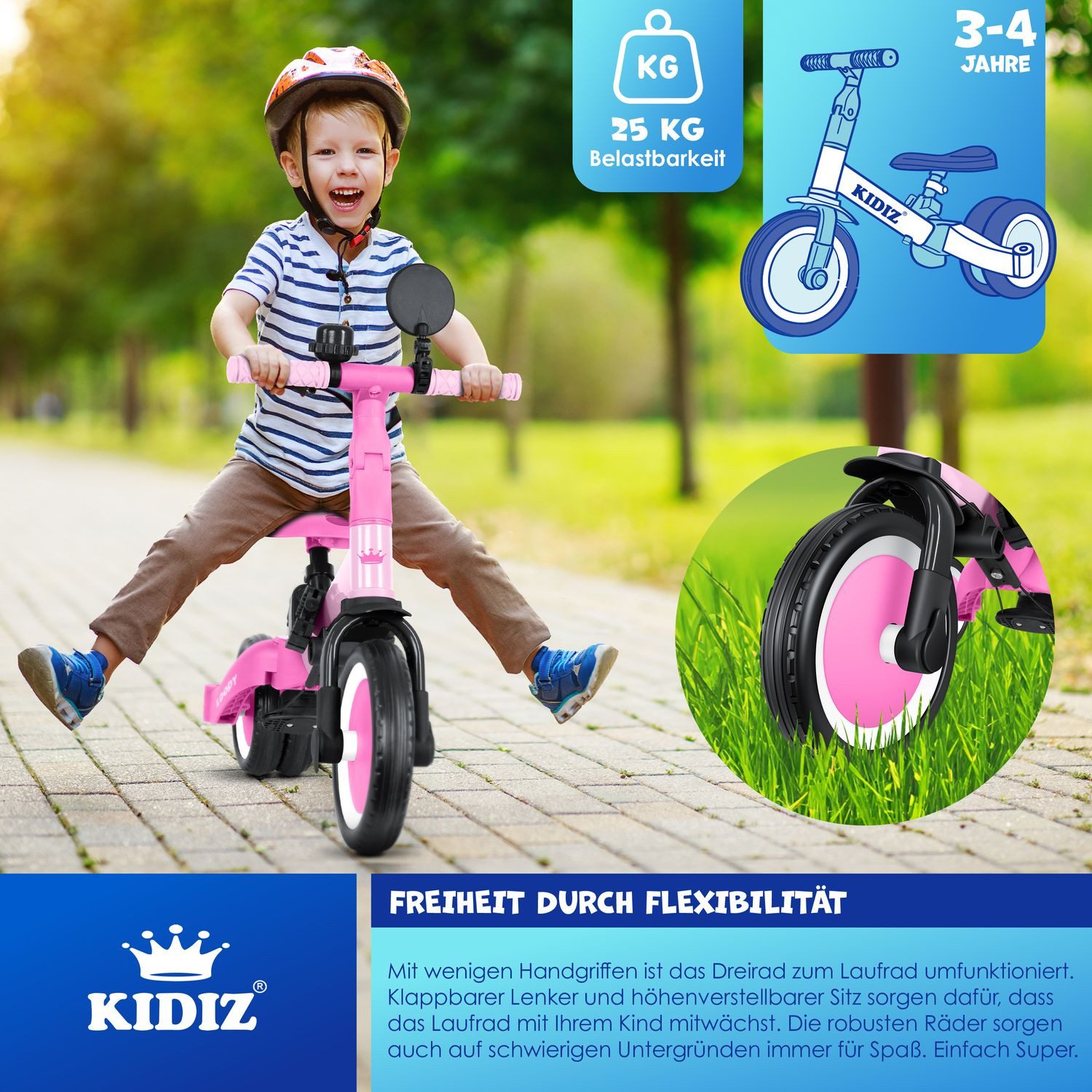 KIDIZ Laufrad, 6in1 Dreirad Loopy Laufräder Lauffahrrad Kinderdreirad