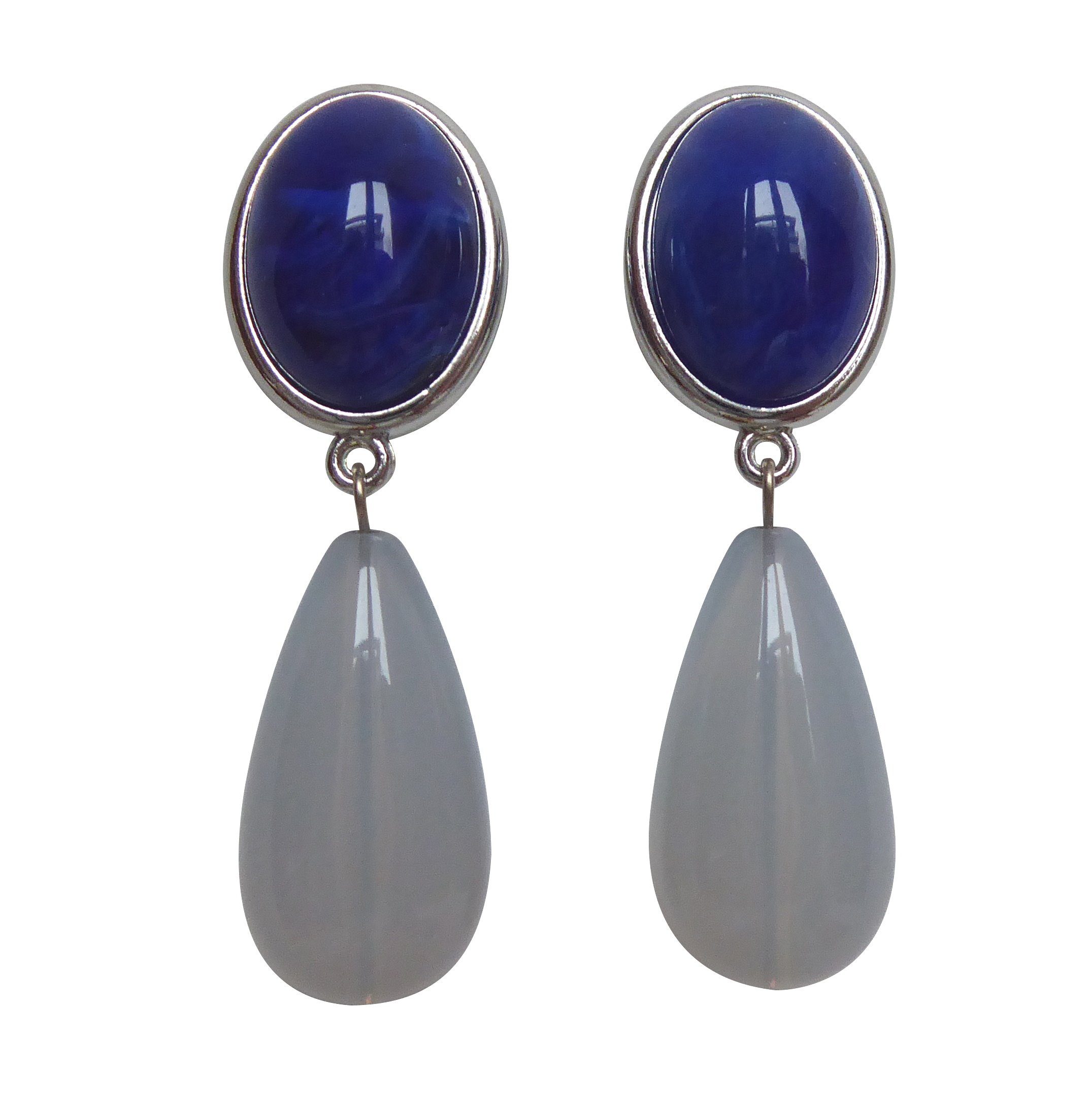 Mugello Paar Ohrstecker Viola blau-mondstein (silber) stilvoll schick Geschenkidee, made in Germany Designer JustWin, Statementohrringe